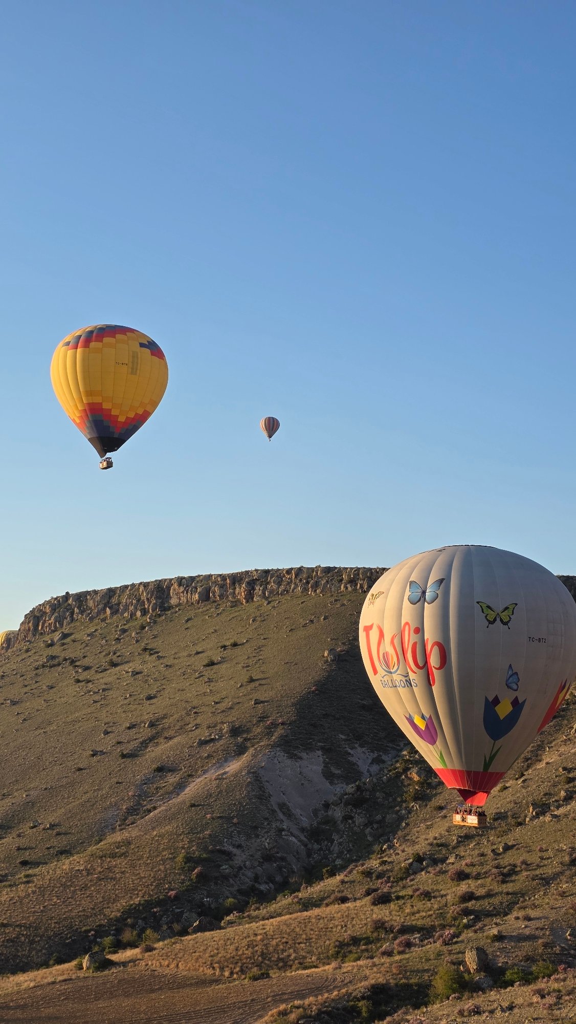 Hot air balloons soar over Ürgüp landscape at dawn