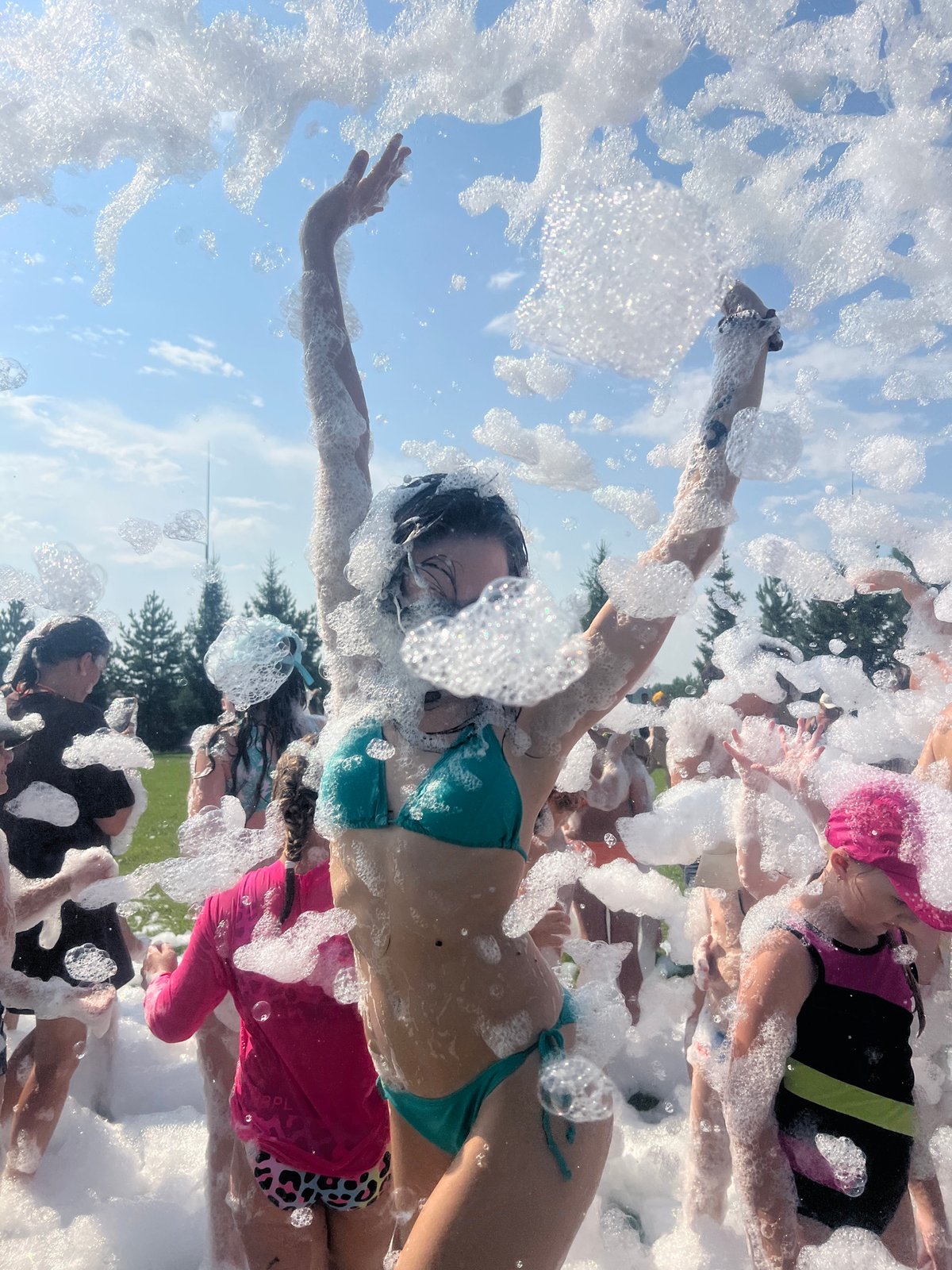 Foam party fun at Емельяновское озеро on a sunny day