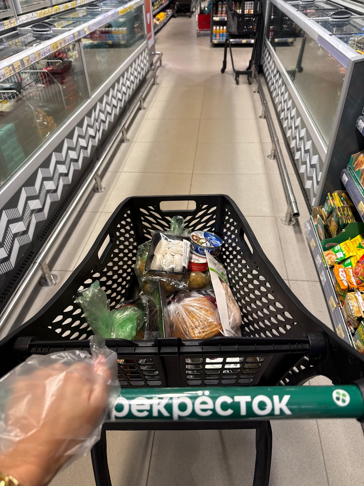Grocery shopping selfie at a Moscow supermarket