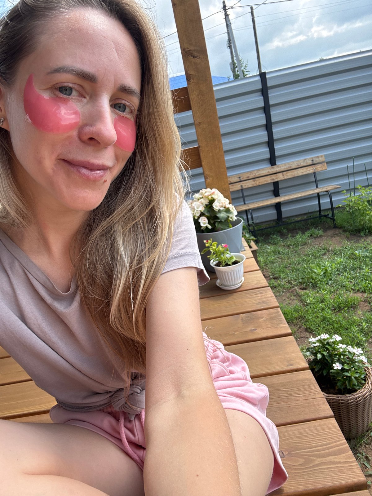 Lazy summer morning on a backyard deck in Chaikovsky