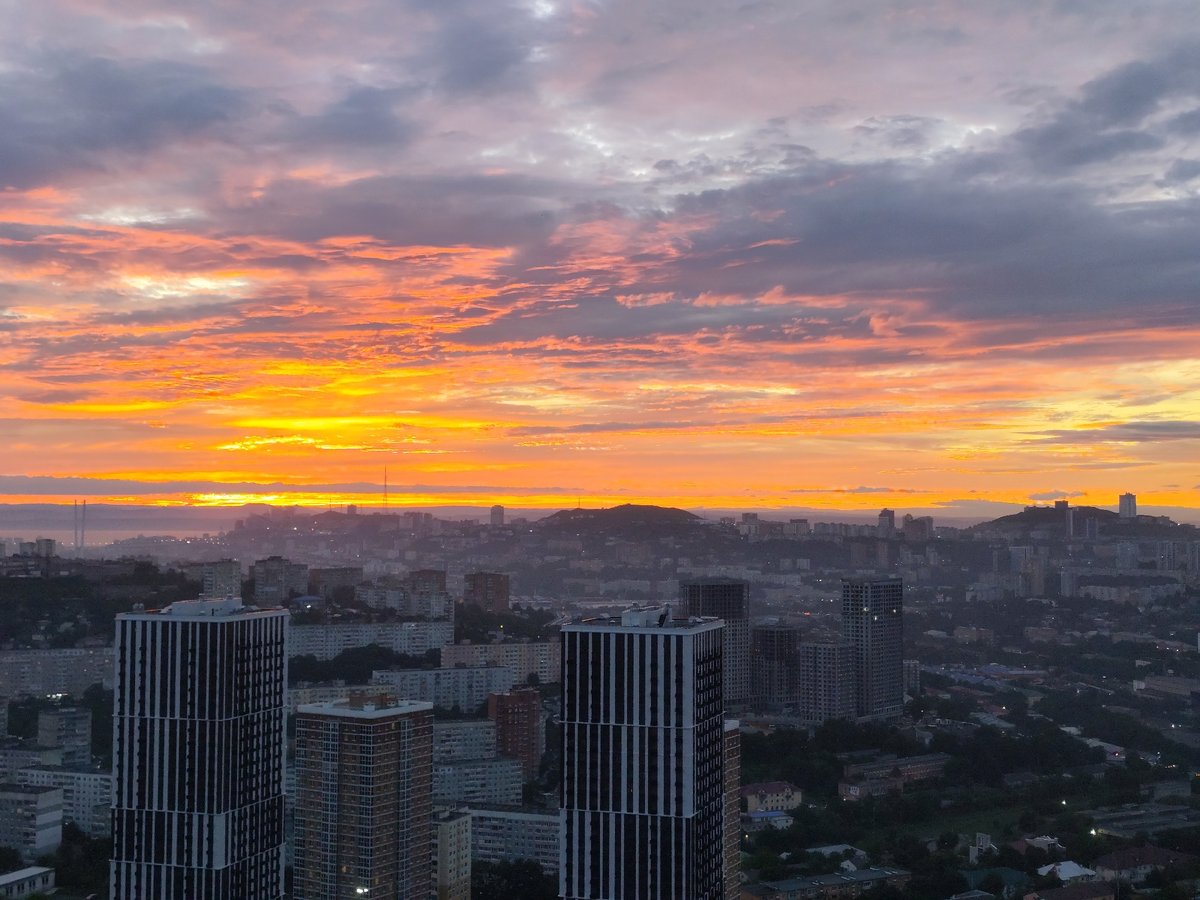 Vladivostok at sunset, from above