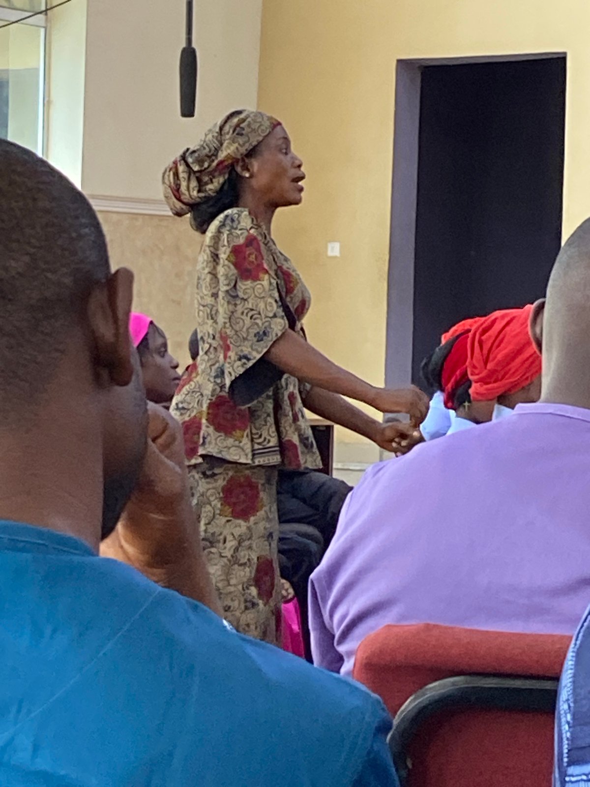 Morning church service draws congregants in matching blue shirts