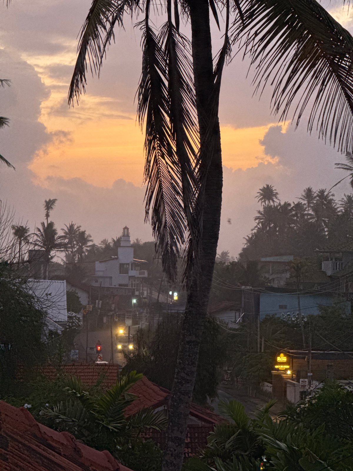 Dusk at a coastal guesthouse in southern Sri Lanka