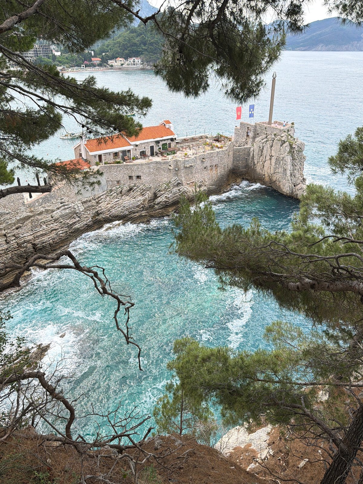 Elevated coastal view captured in Petrovac, Montenegro