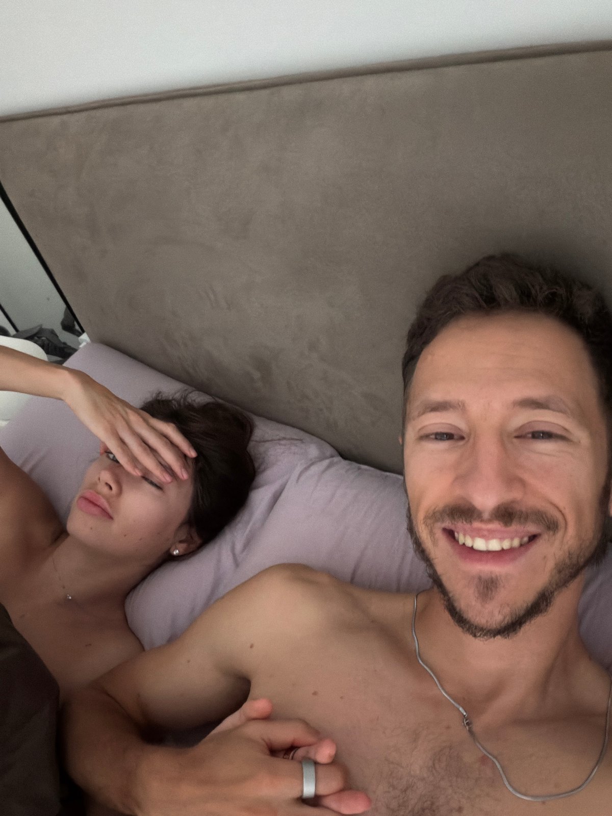 Intimate morning moment photographed in Tel Aviv bedroom