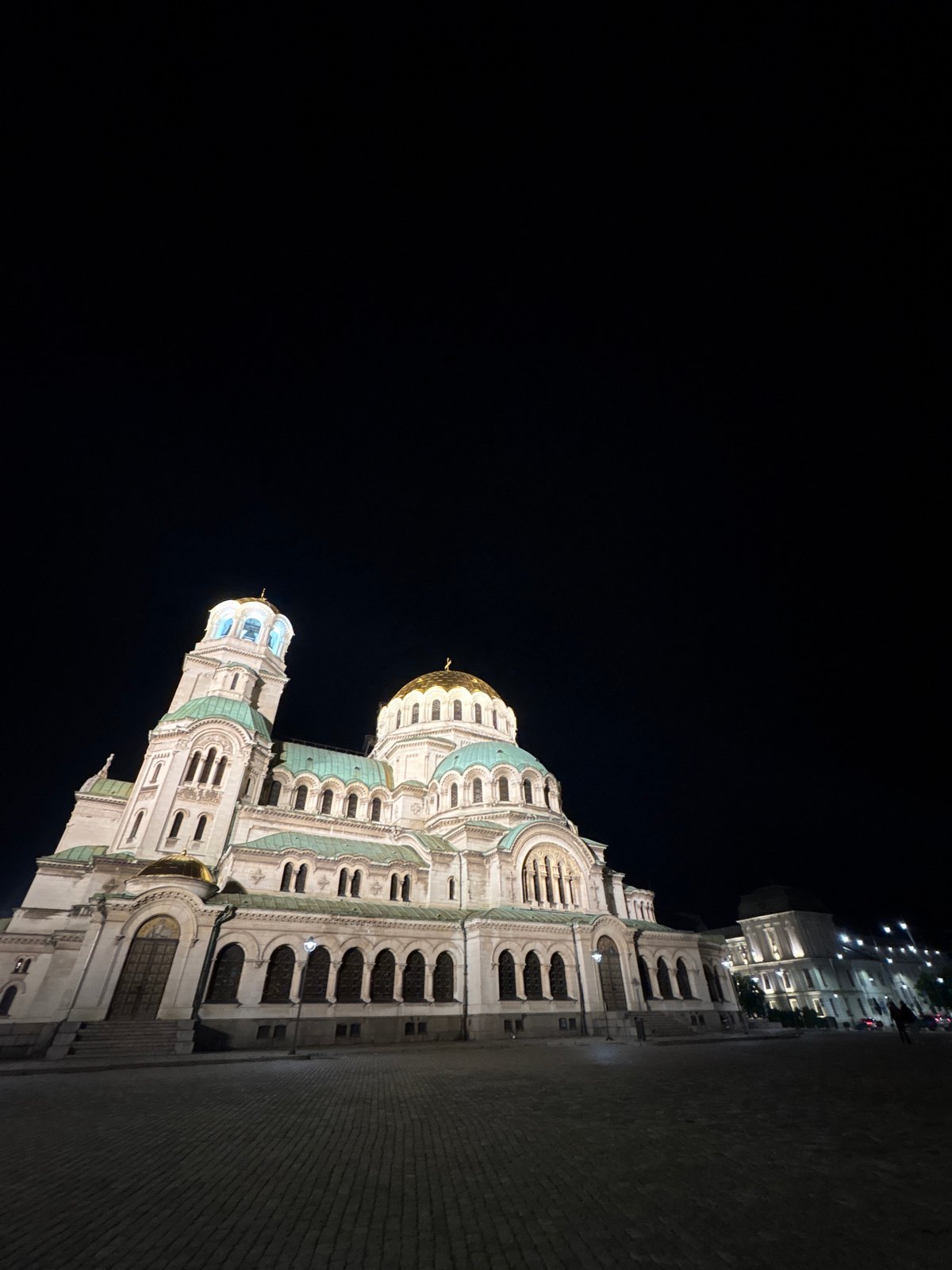 Sofia's Alexander Nevsky Cathedral photographed at night