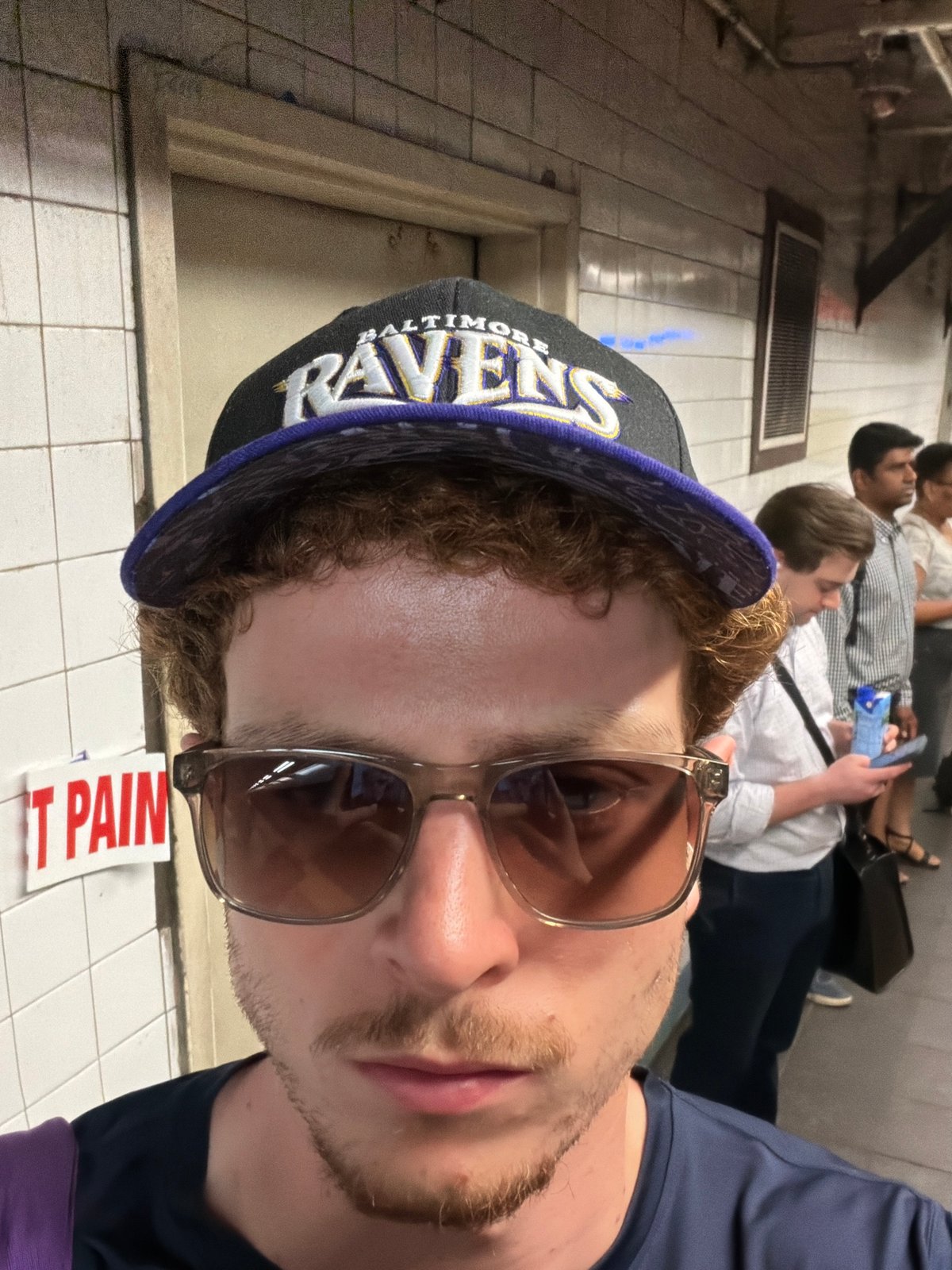 Ravens fan spotted on NYC subway platform