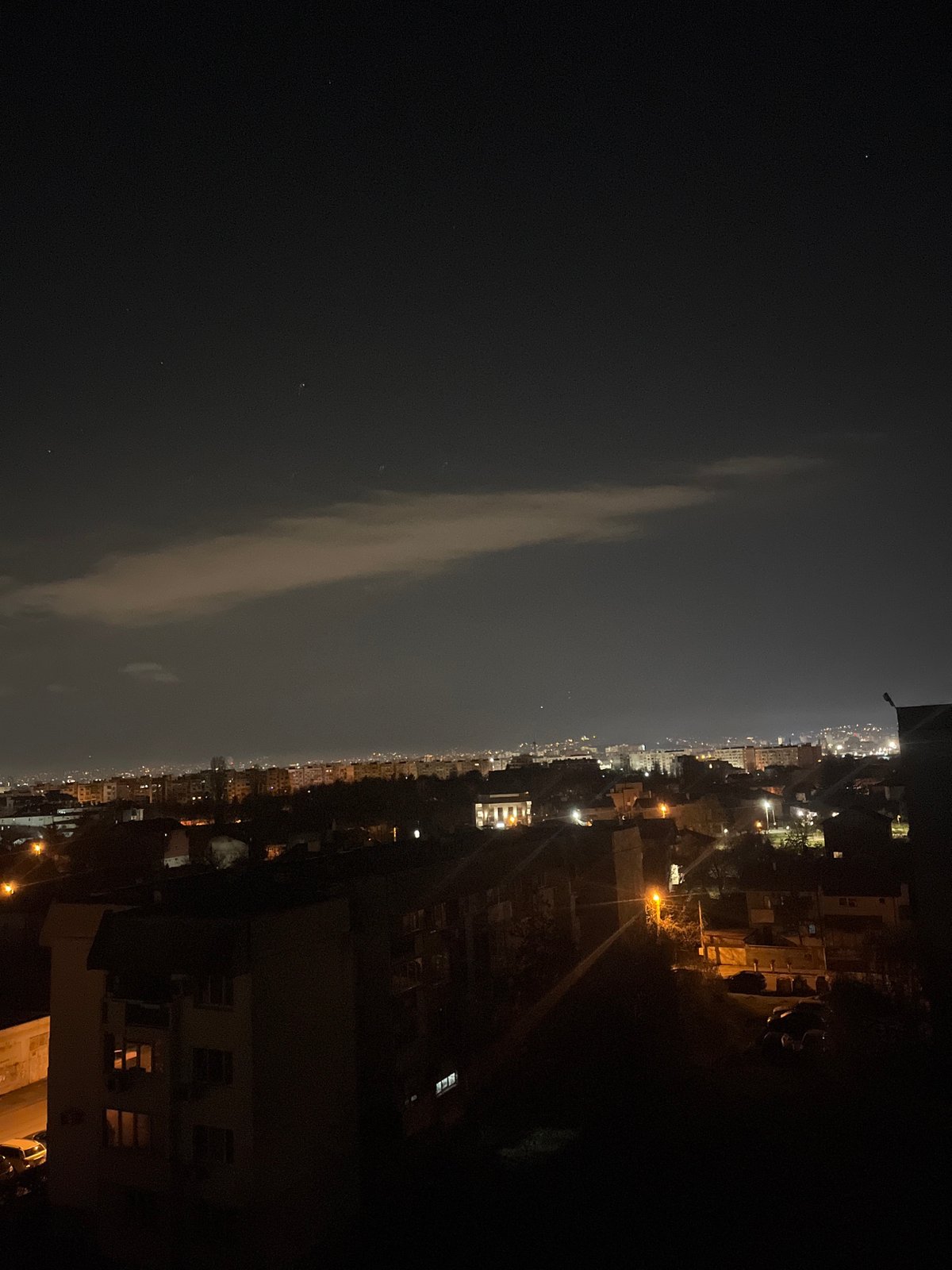 Nighttime cityscape photos captured from elevated Sofia vantage point