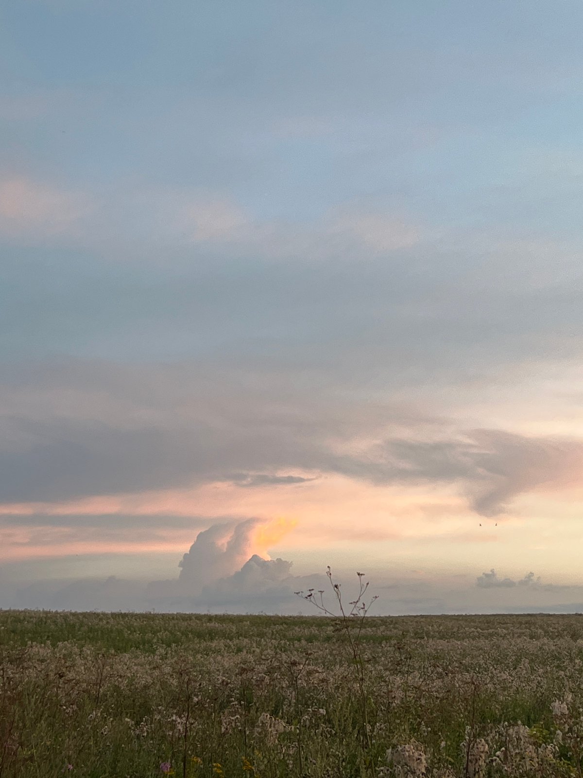 Sunset fading into dusk over rural fields near Perm