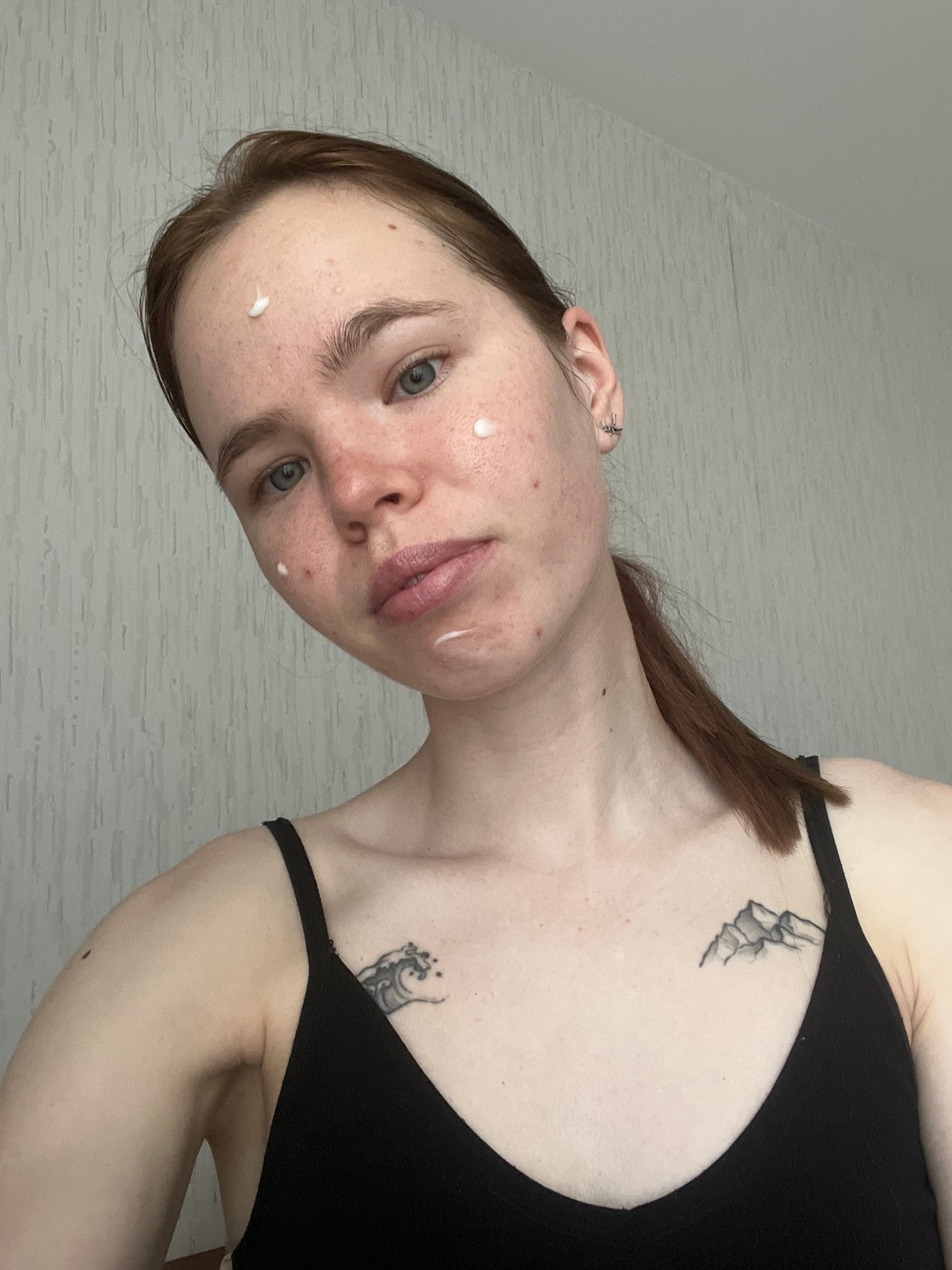 Woman photographed with facial cream in Perm, Russia
