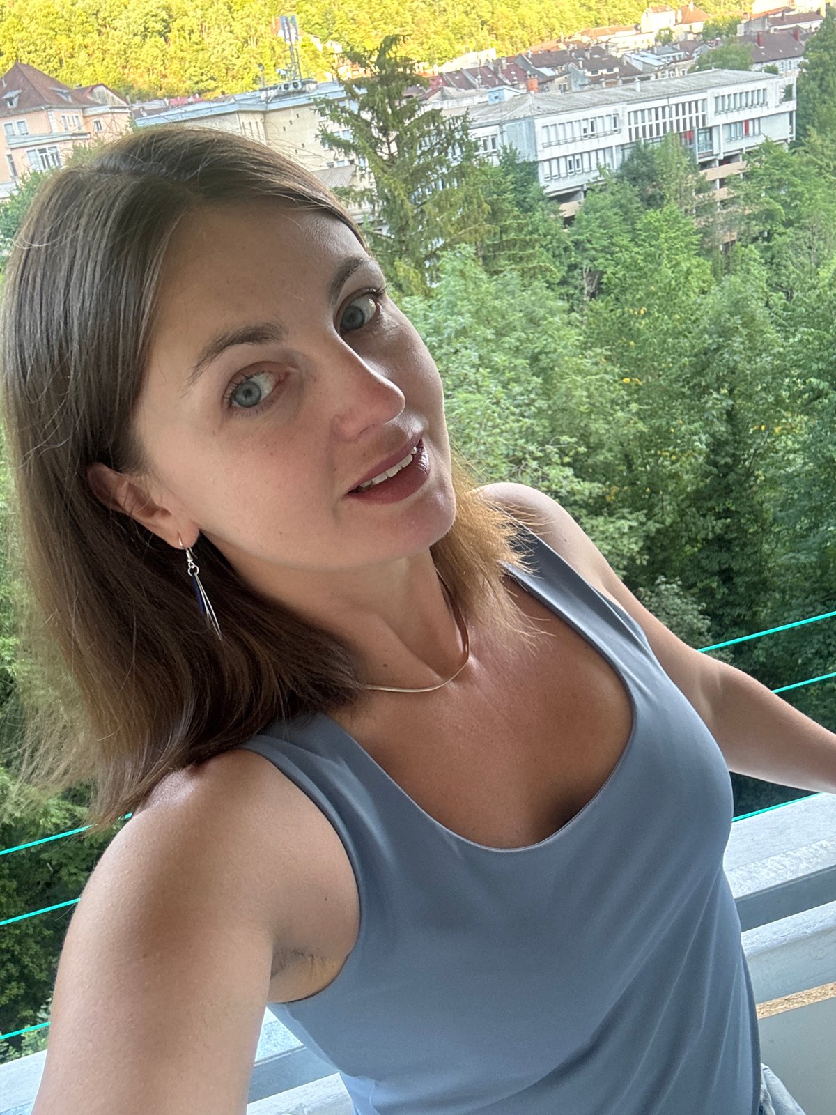 Outdoor selfie on a summer evening in Saint-Claude