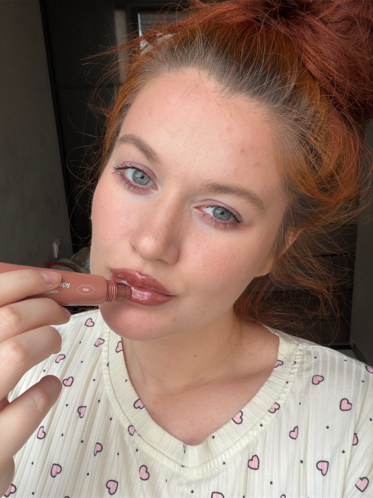 Morning beauty routine at home in Krasnodar, dog included