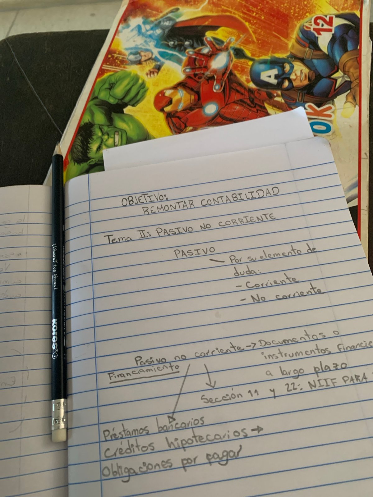 Student documents accounting study session in Las Piedras, Venezuela
