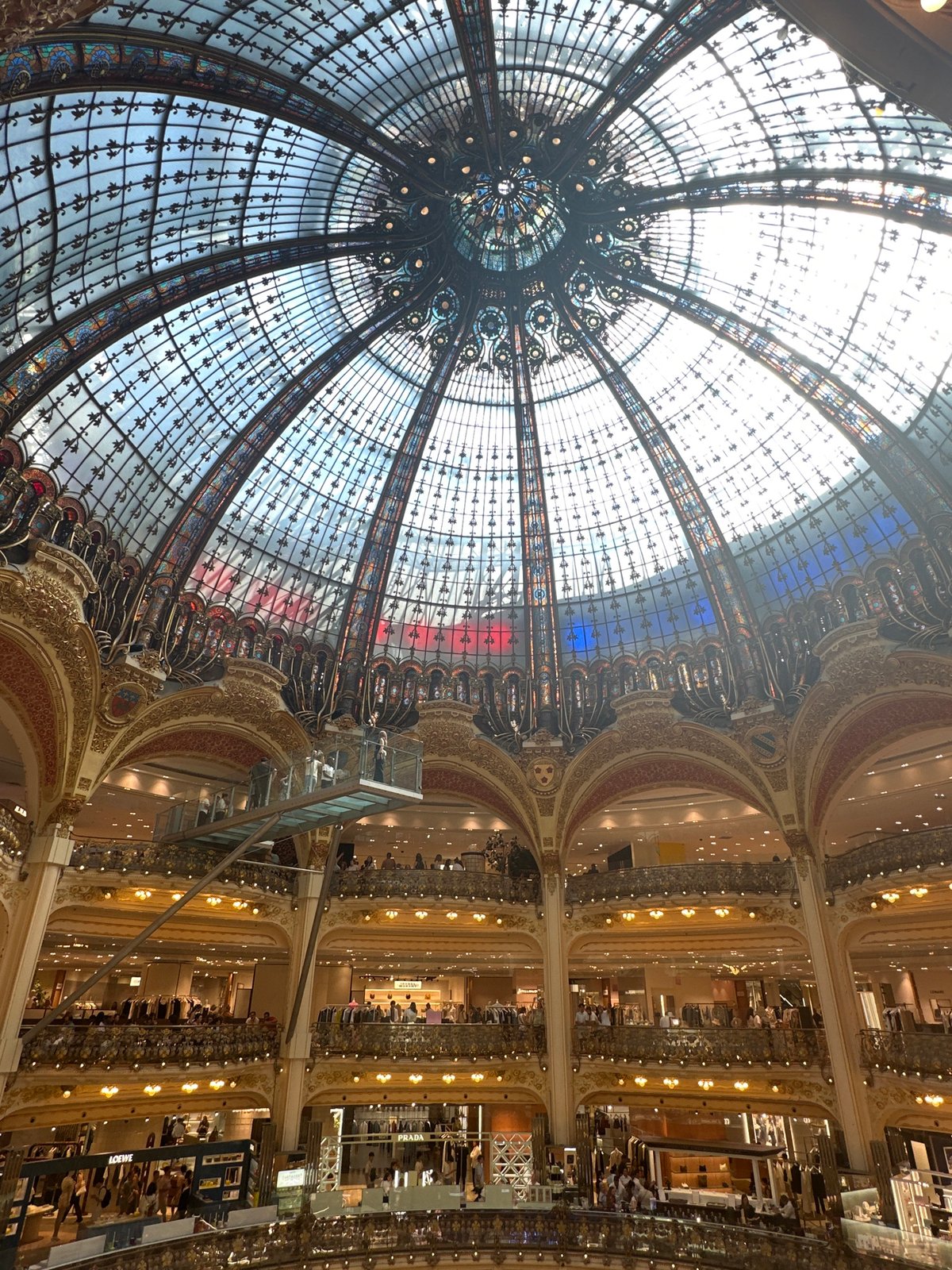 Art Nouveau dome and grand interior of a Parisian department store