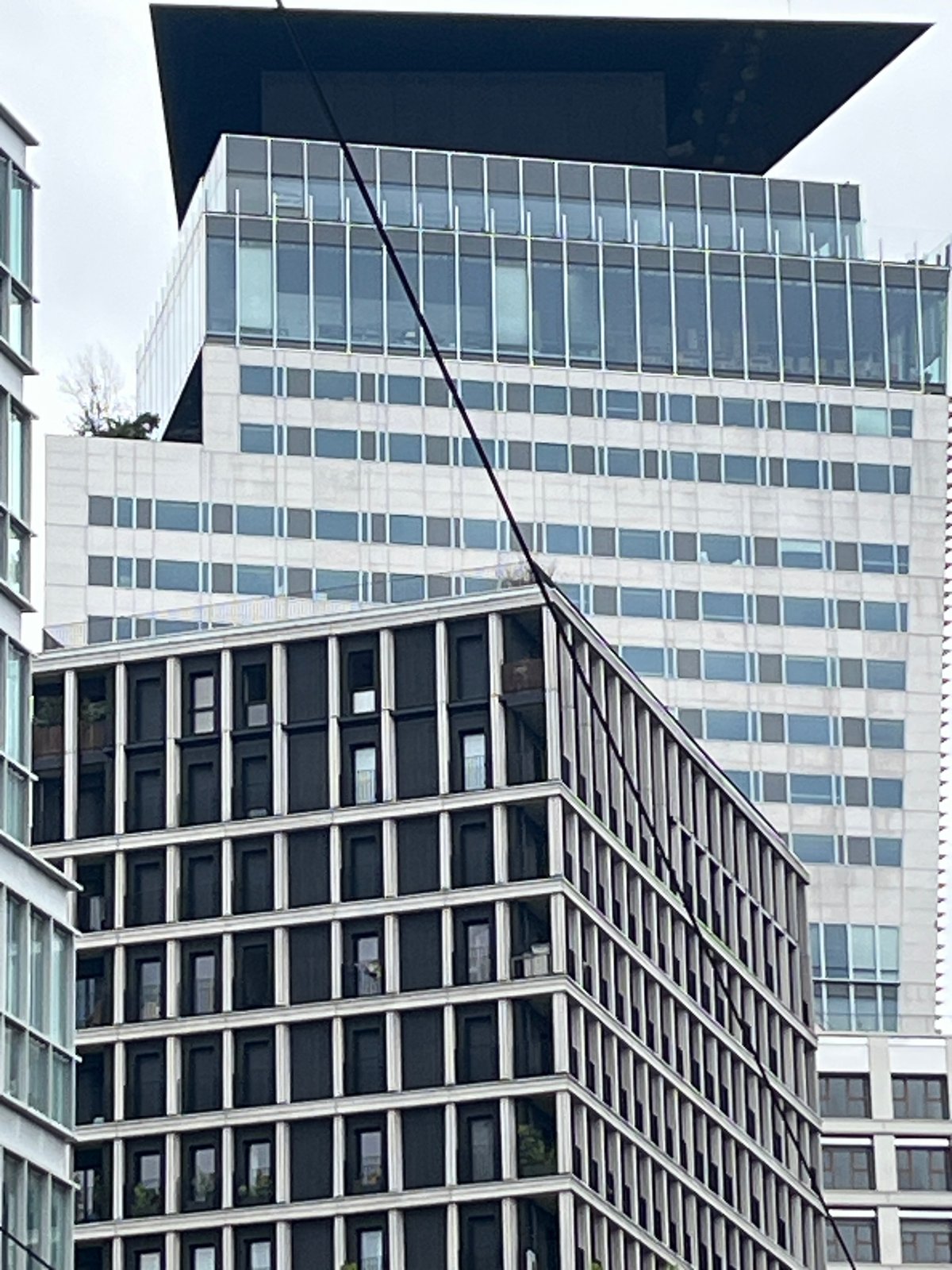 Modern Paris skyscrapers on an overcast summer day