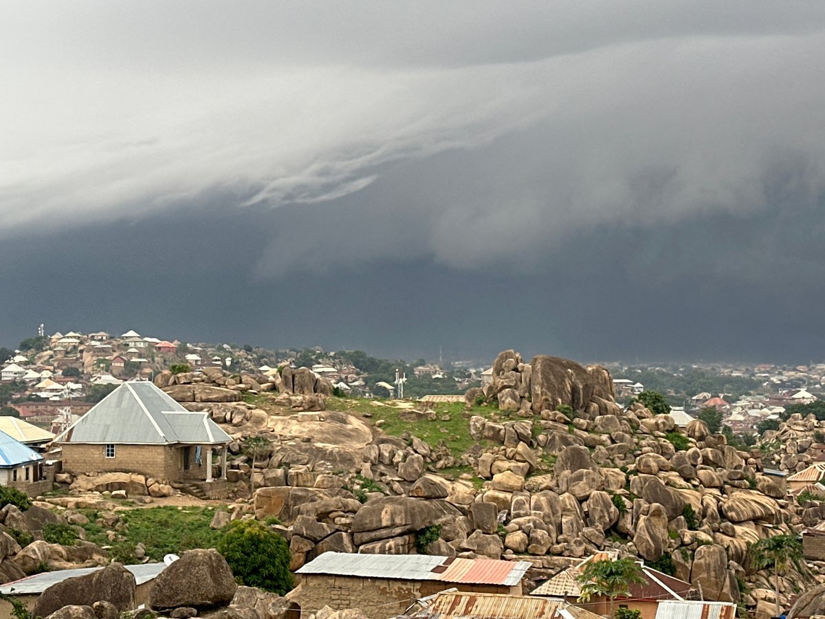 Storm front approaches Jos, Nigeria at dawn