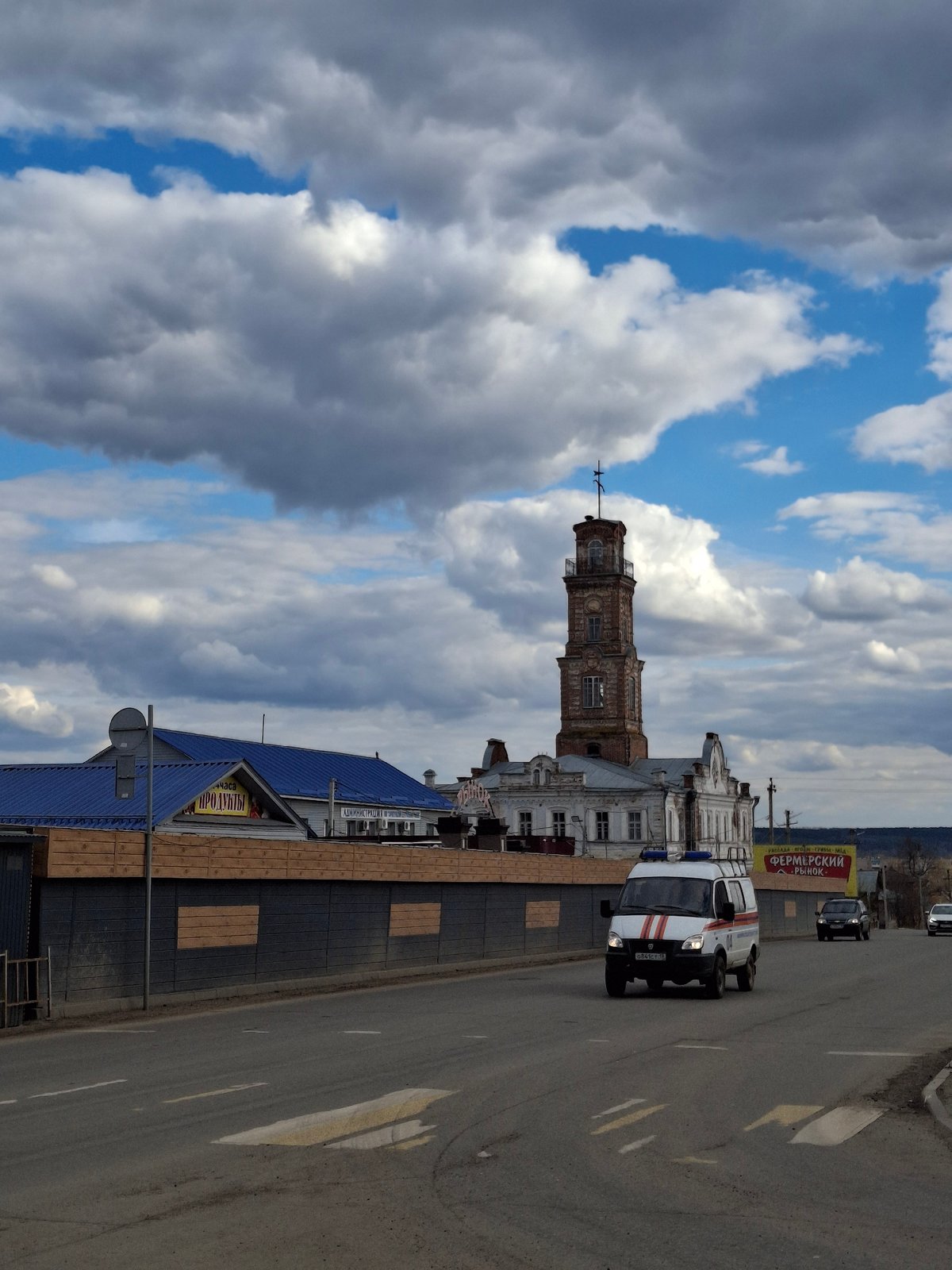 Tourist documents walking tour through historic Sarapul, Russia