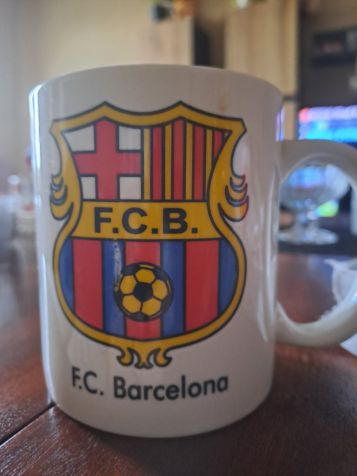 Barcelona-branded ceramic mug spotted in Sofia