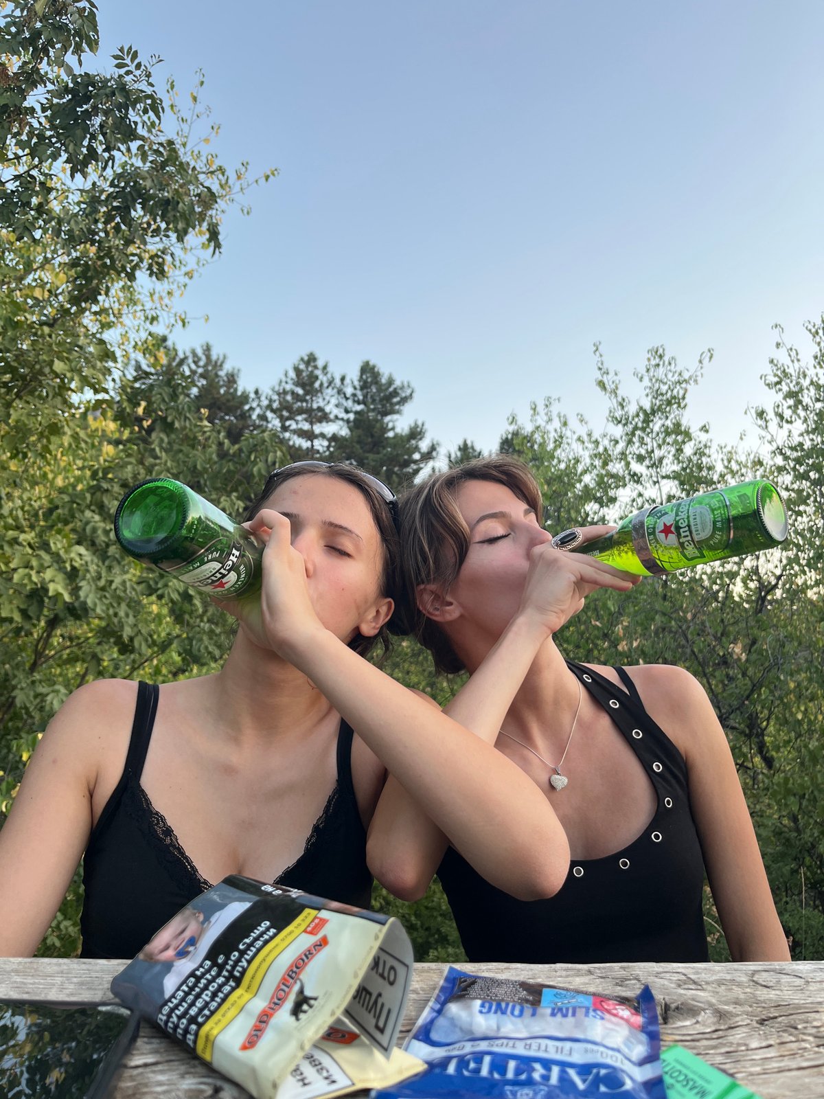 Afternoon drinks at an outdoor table in Vratsa, Bulgaria