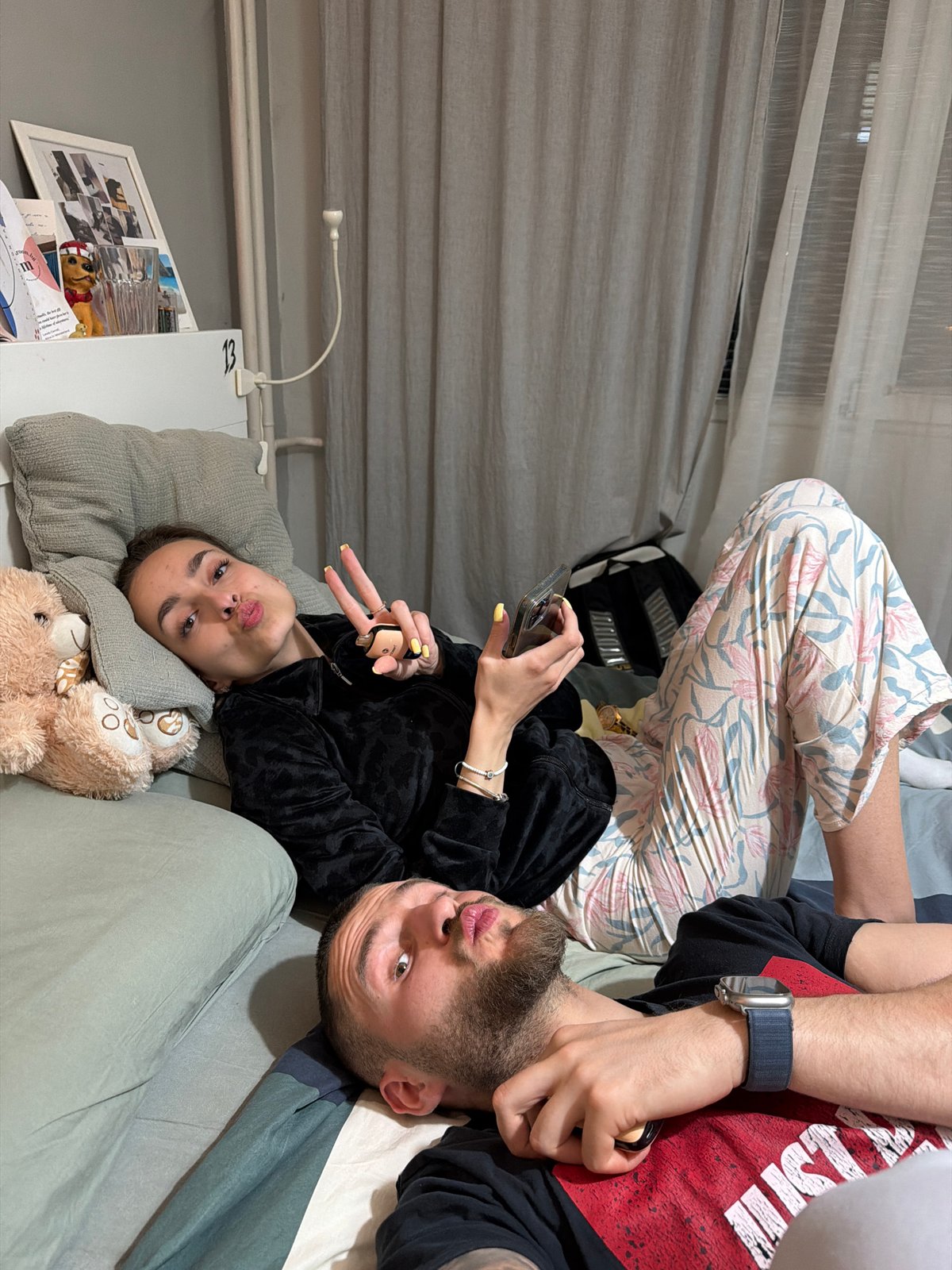 Couple relaxes indoors in Sofia residential setting