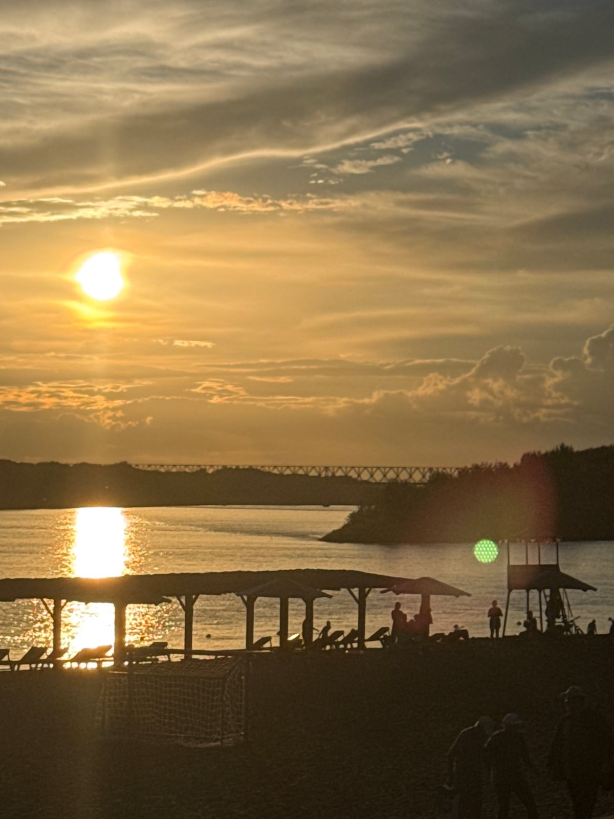 Live music and beach life along the Irtysh at golden hour