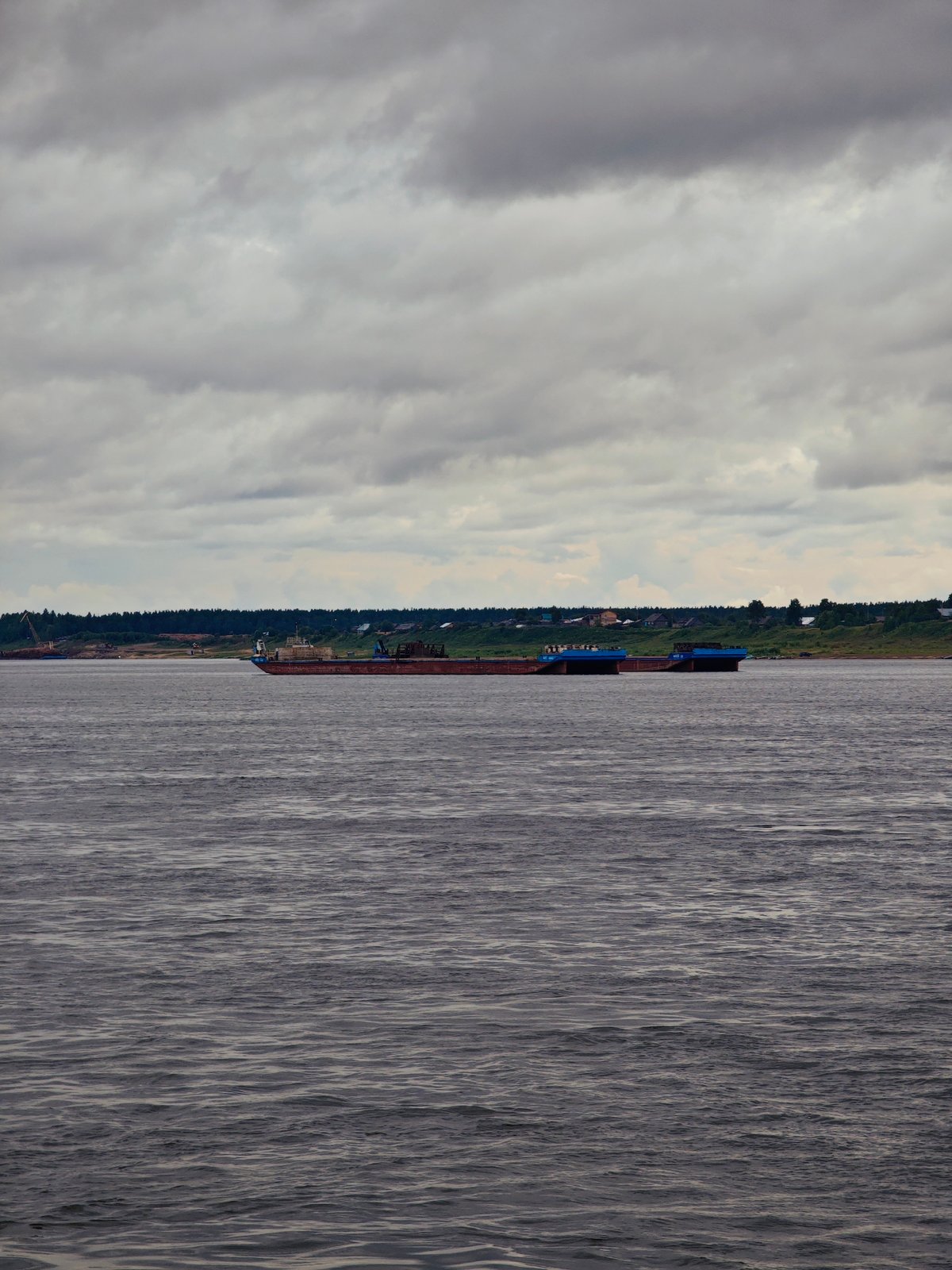 On the Yenisei River near Zotino, Siberia, overcast and slow