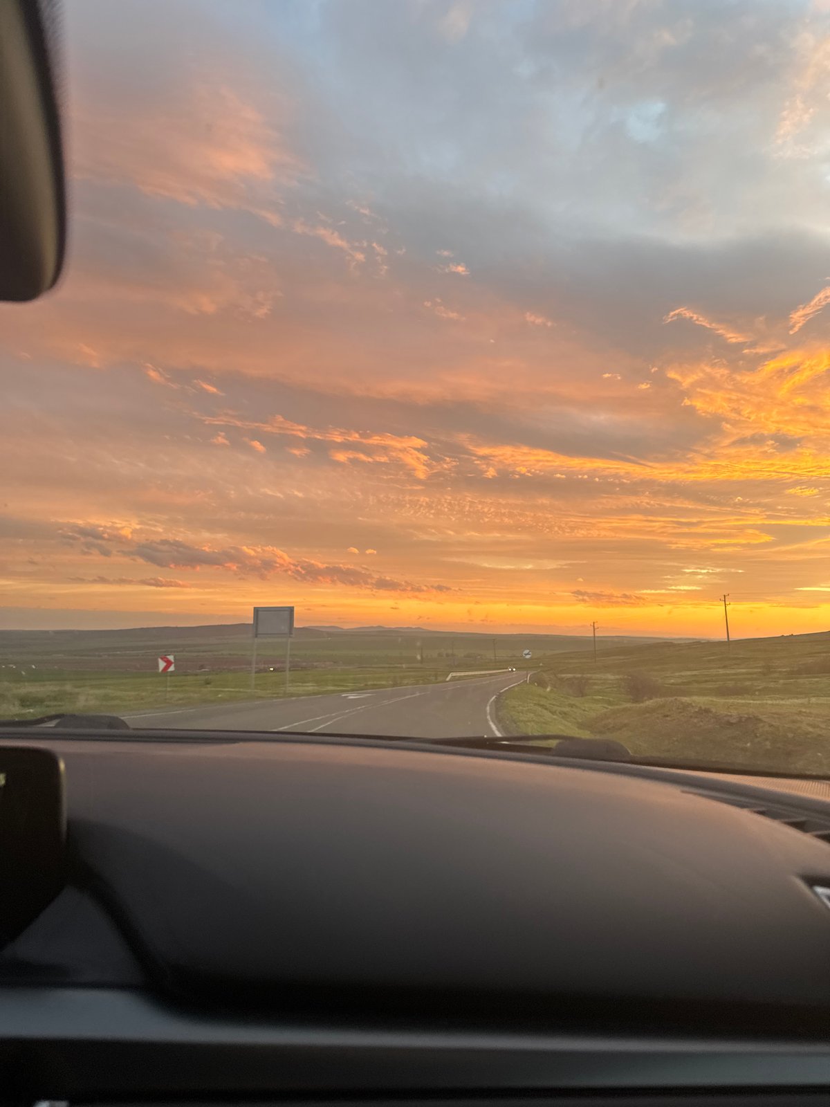 Dramatic sunset captured over rural Bulgarian landscape near Karnobat
