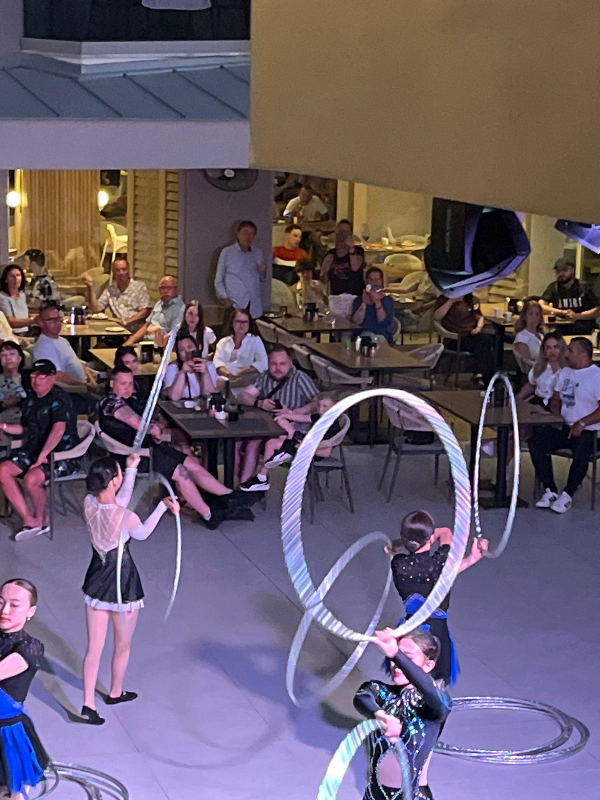 Street performers entertain diners at Alanya restaurant venue