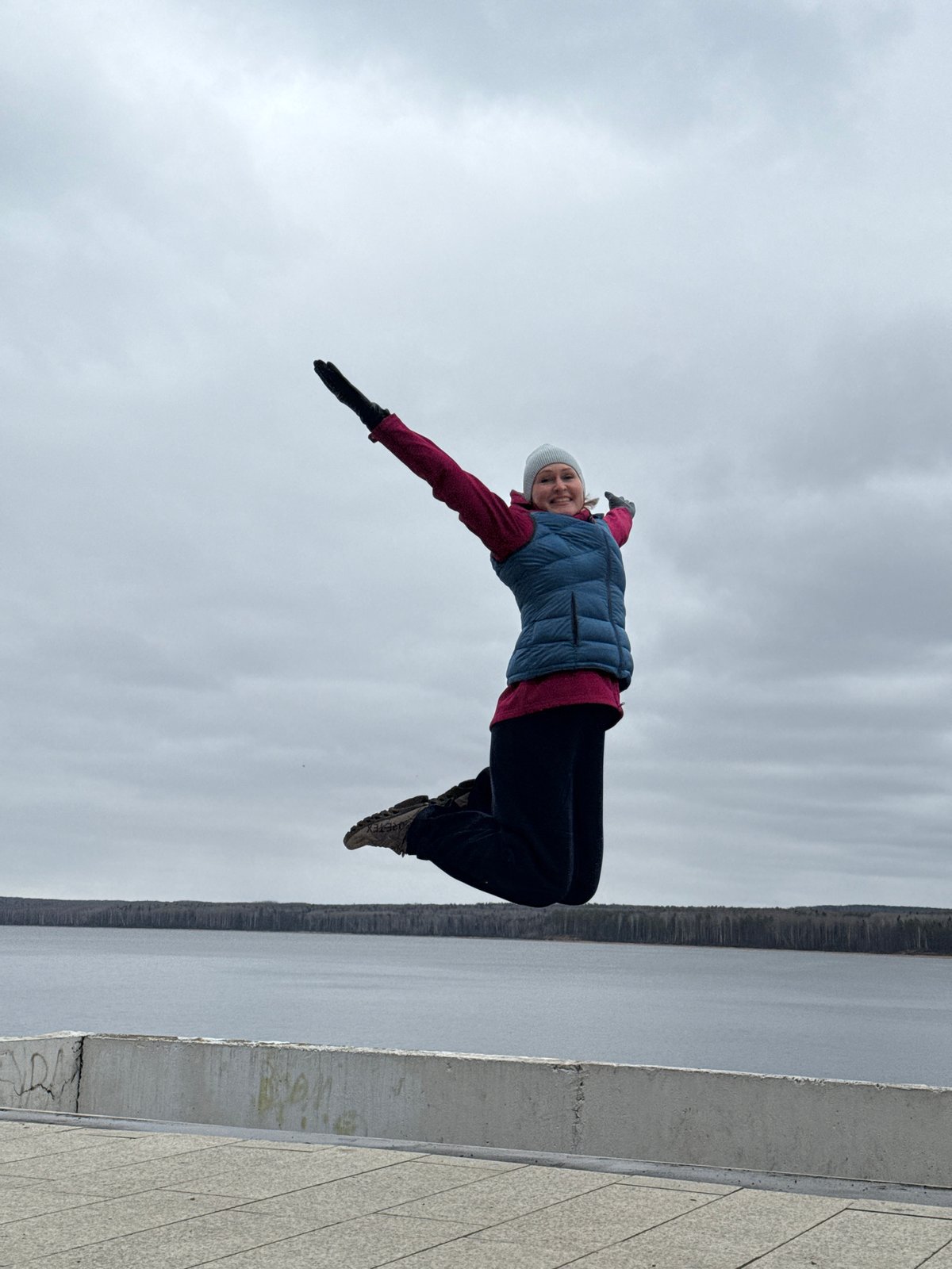Playful moments captured along Chaikovsky waterfront