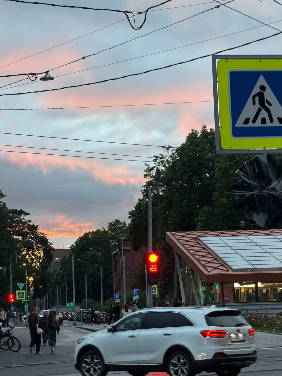 Rainy summer evening in Saint Petersburg's streets and gardens
