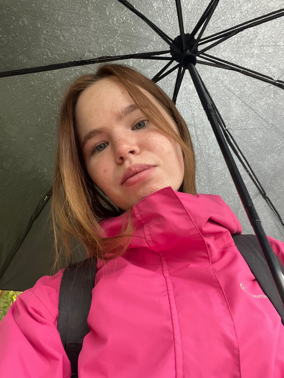 Rainy morning moments captured in Chaikovsky: woman, cat, flower, fountain