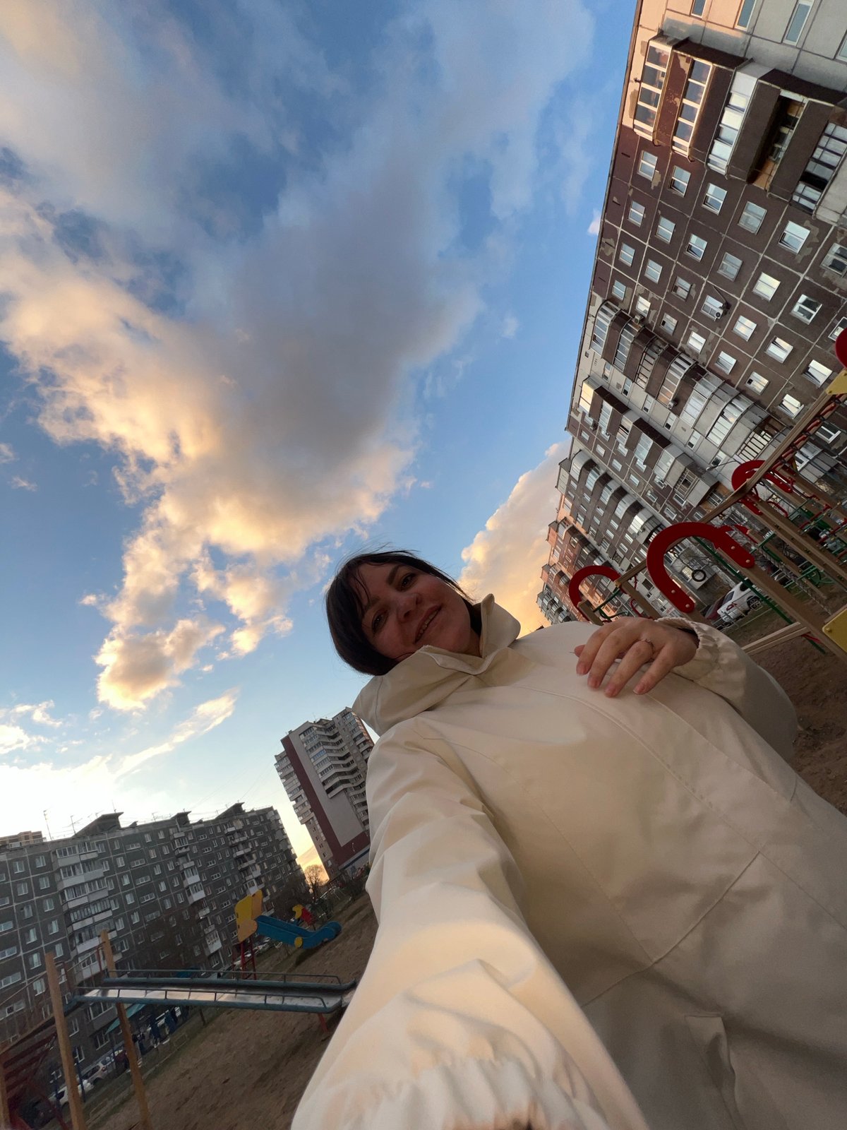 Woman documents child's playground visit in Perm residential area