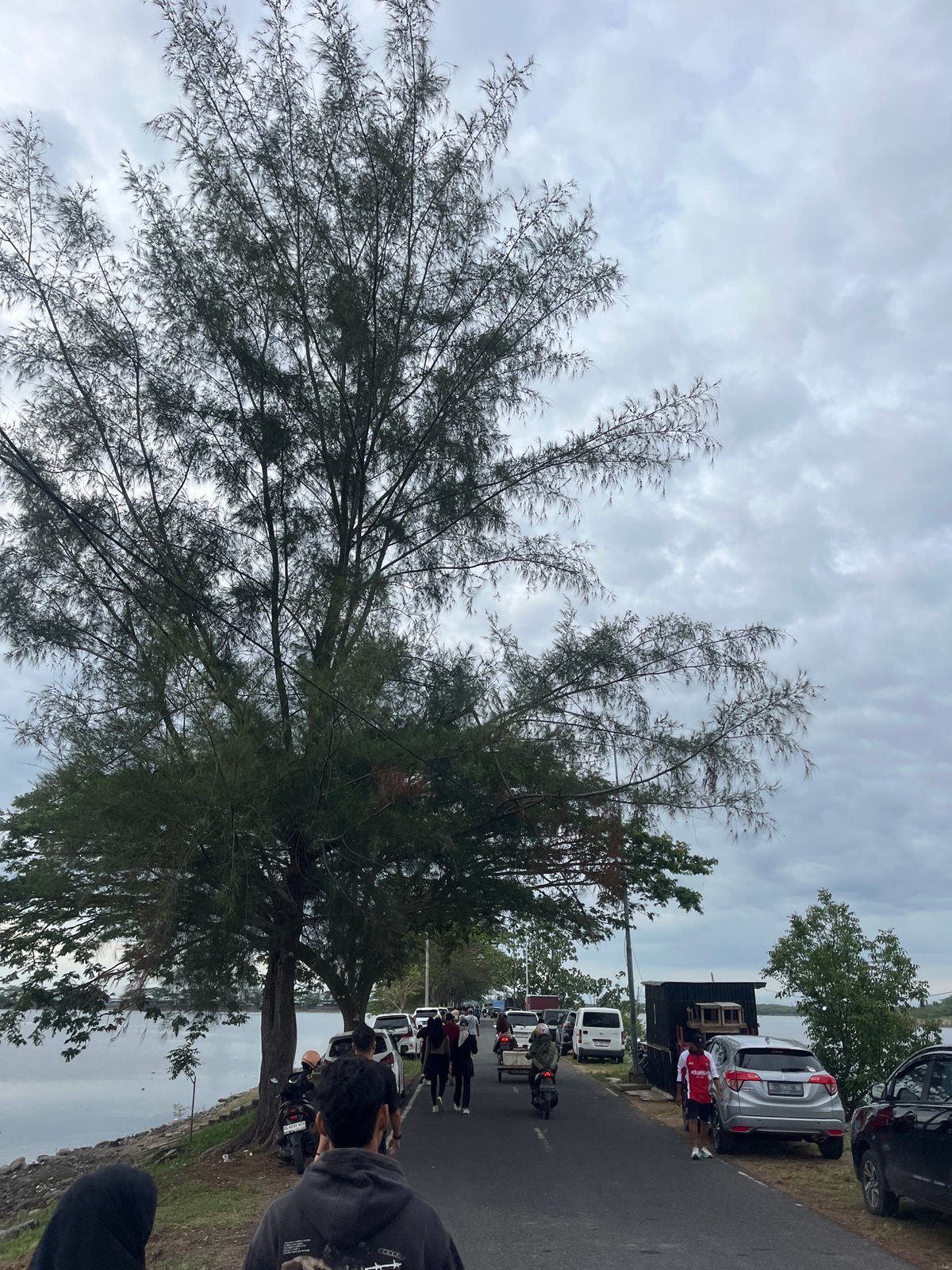 Overcast day documented across Lhokseumawe streets and polluted waterfront
