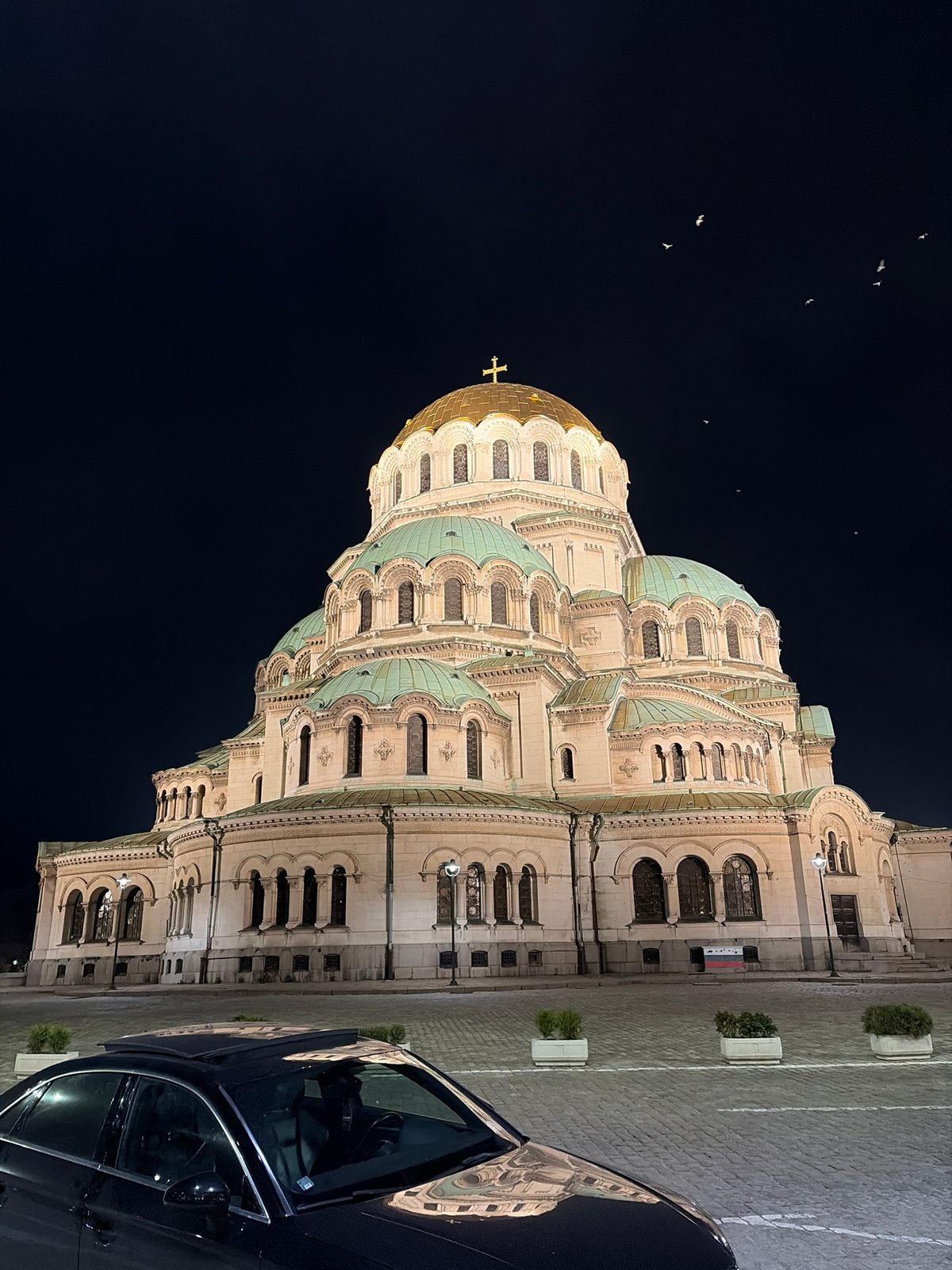 Alexander Nevsky Cathedral photographed illuminated at night in Sofia
