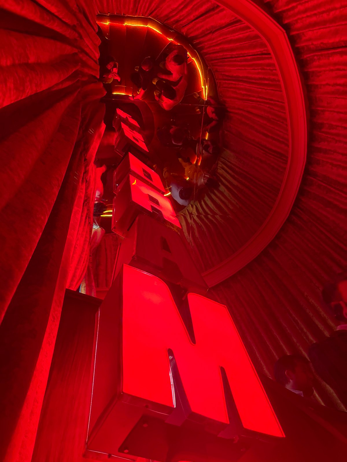 Red-lit tunnel interior documented in Mexico City