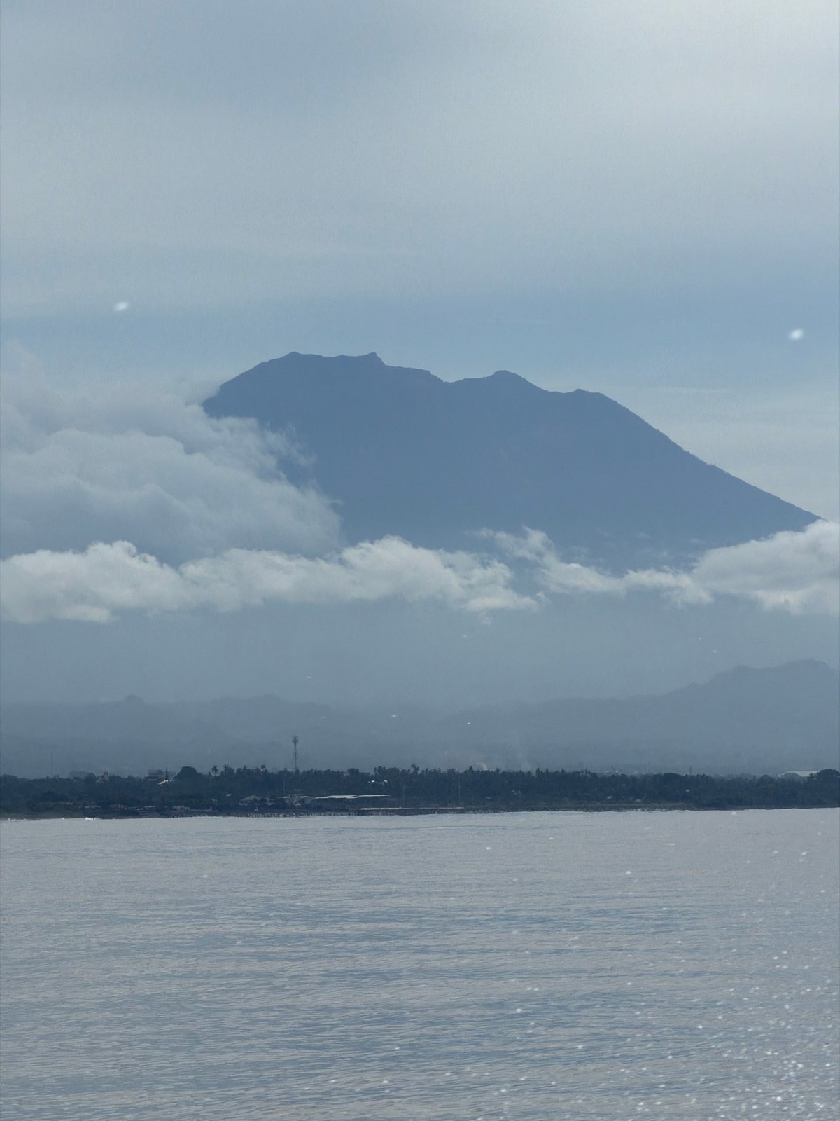 Cloudy mountain coastline photographed in Indonesia early morning