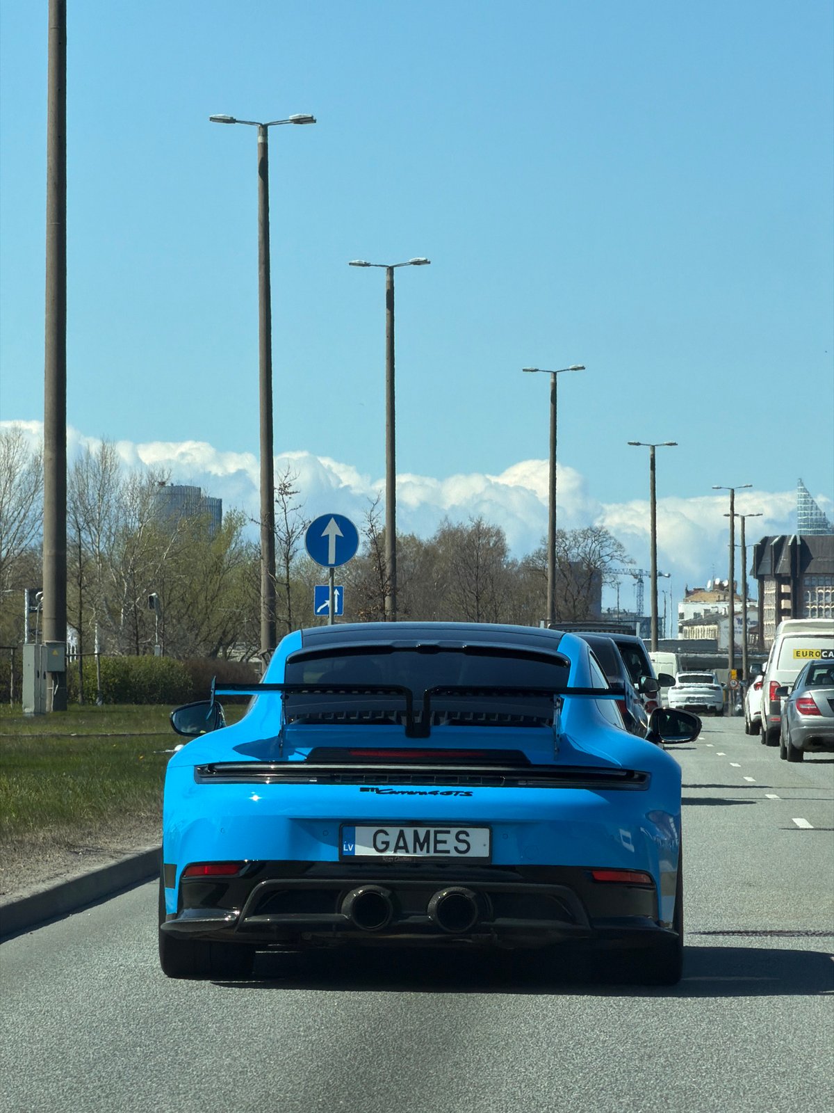 Blue Porsche GT3 RS spotted on Riga street