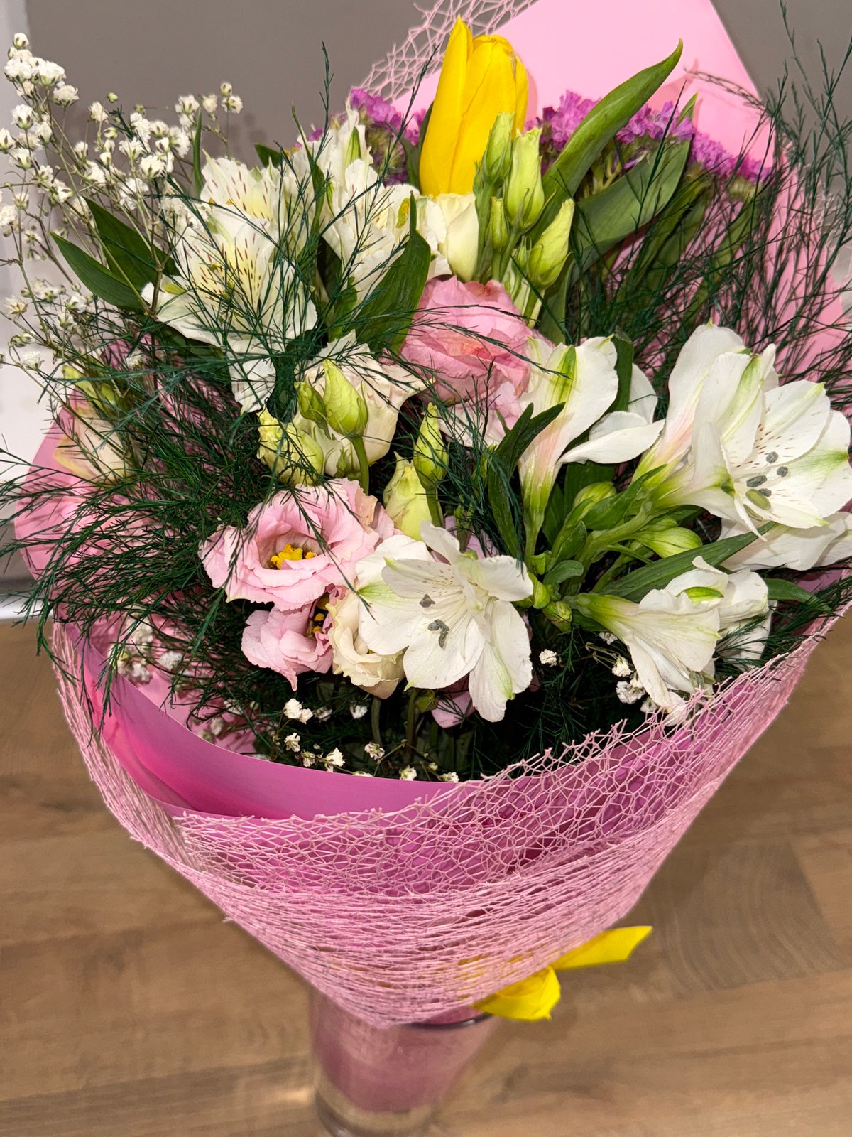 Colorful flower bouquet displayed in vase in Sofia