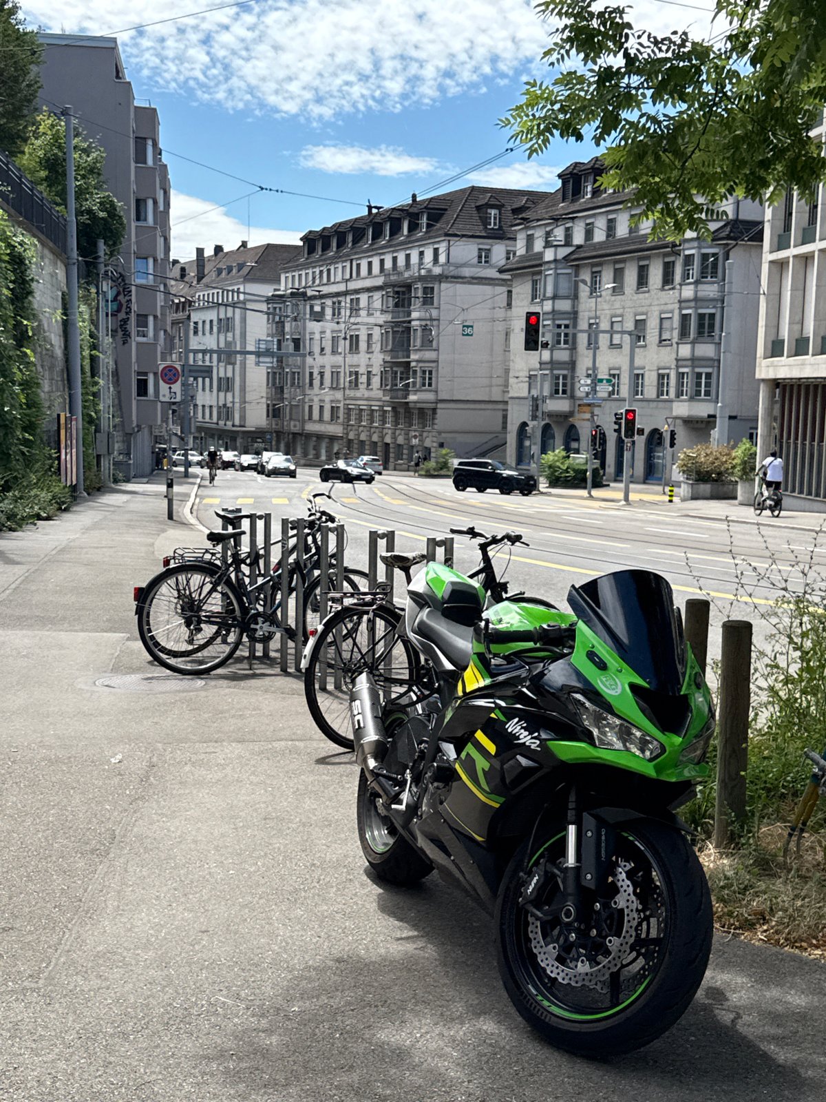 Three parked motorcycles spotted on Zurich streets