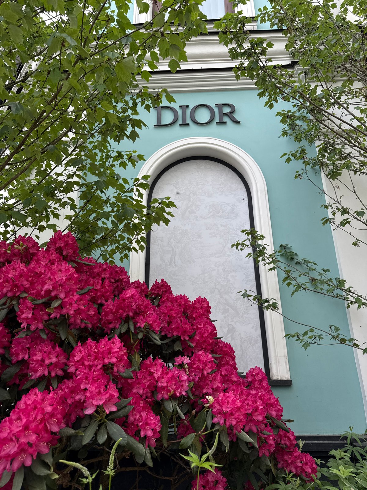 Moscow street scenes captured near Dior boutique and flowering gardens