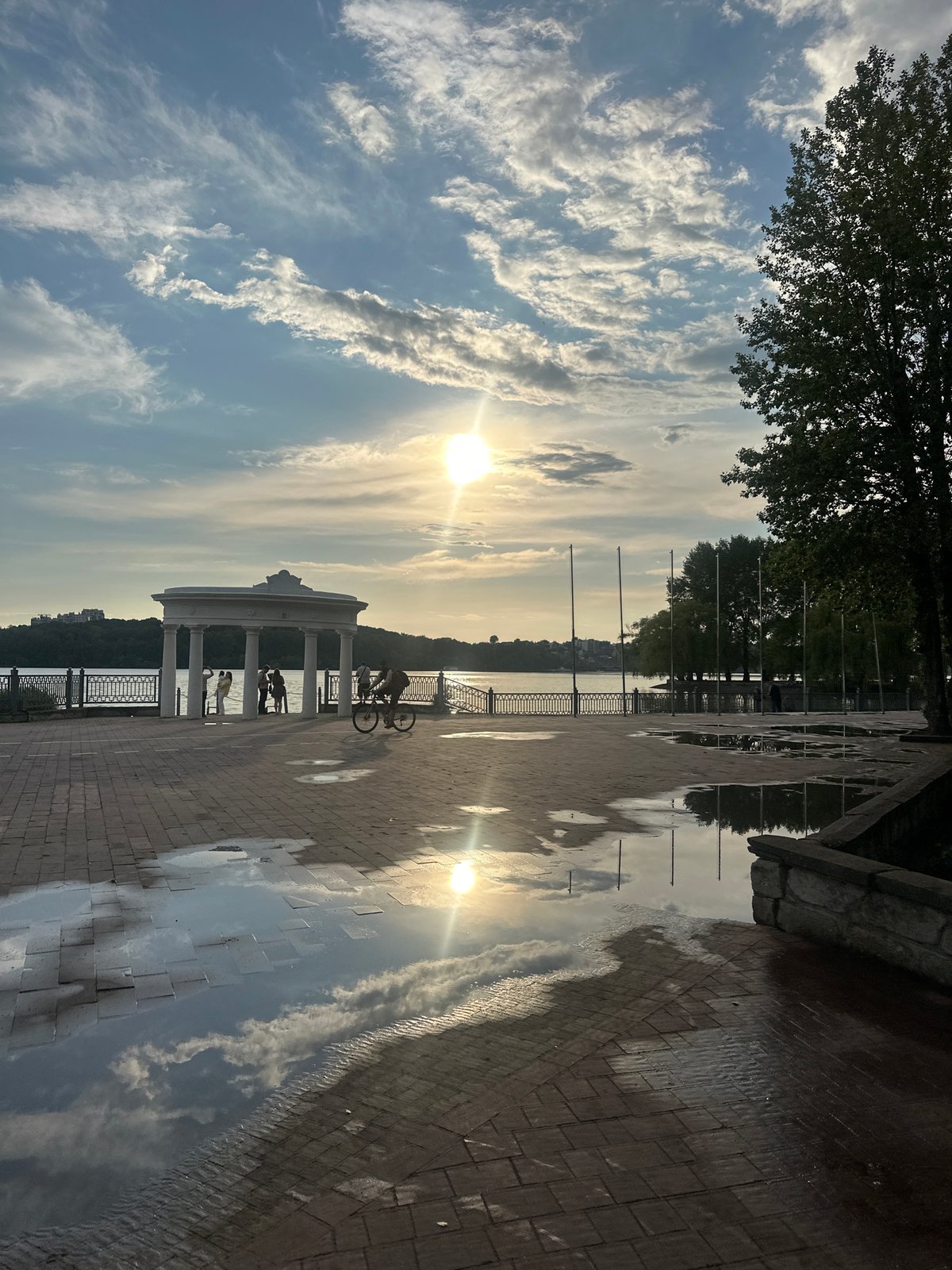 Ternopil Lake promenade after summer rain, late afternoon