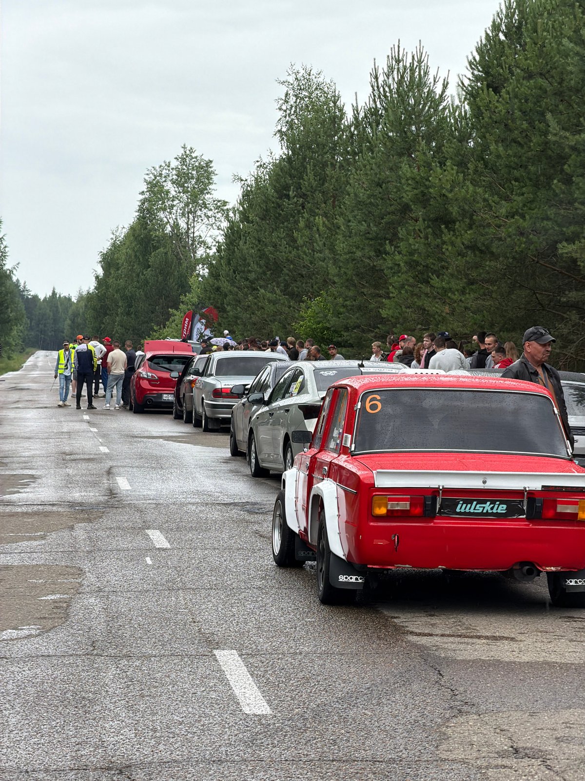Wet-road drag racing event in Chaikovsky, Russia
