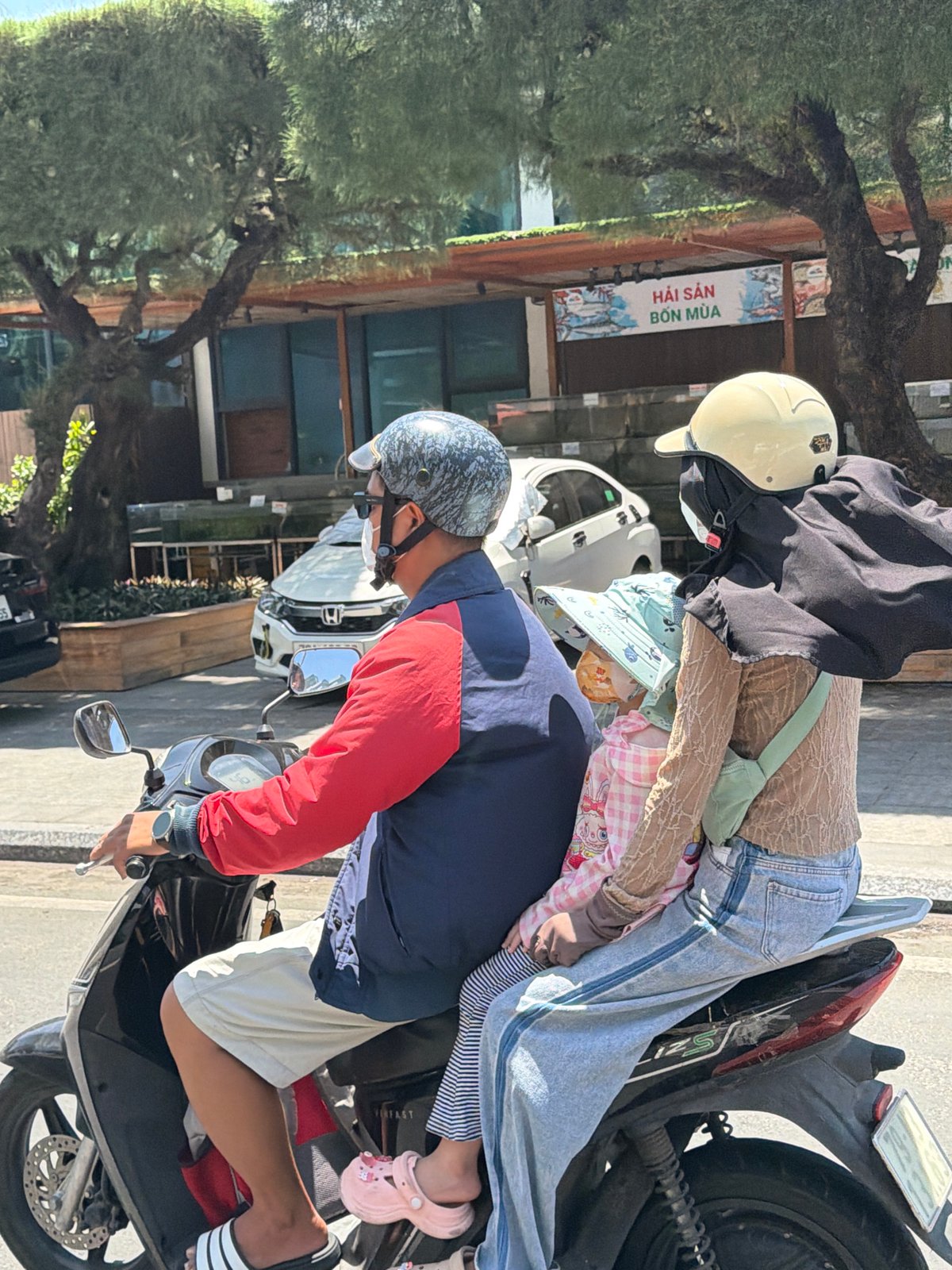 Nha Trang street traffic on a busy sunny morning