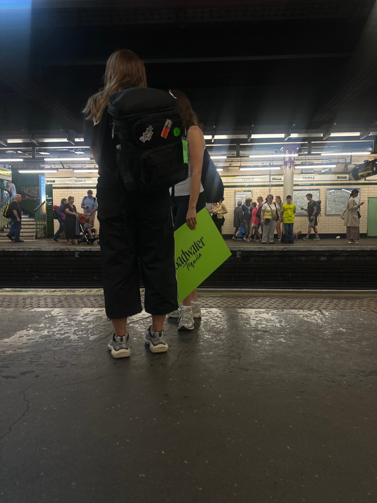 Witness records scene at Temple Underground station in London