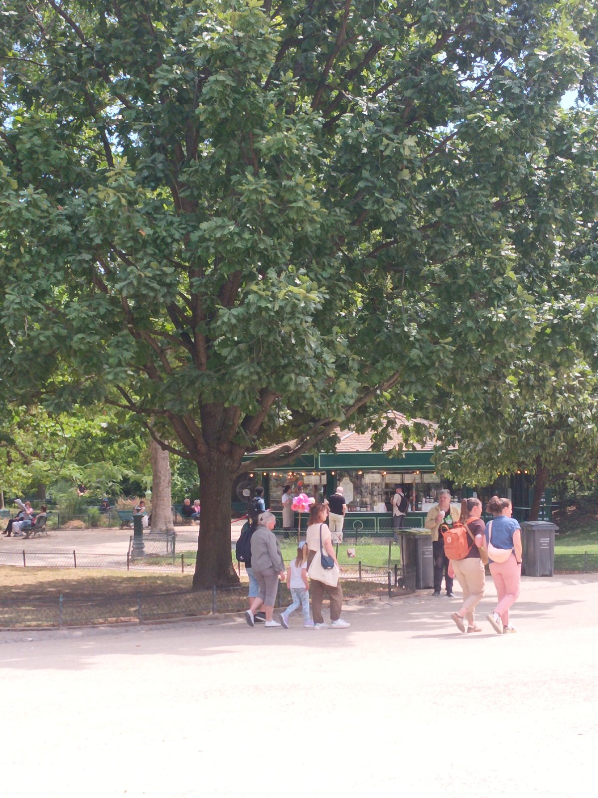 Midday stroll through a lush Parisian park in summer