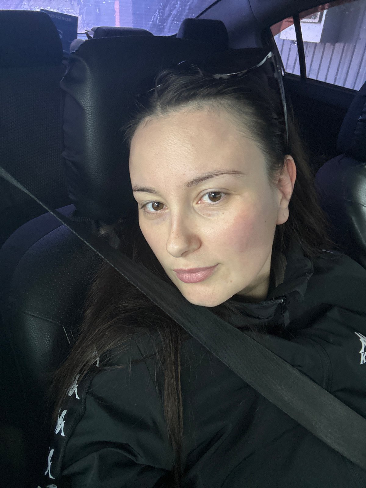 Car journey documented through Chaikovsky, Russia on April afternoon