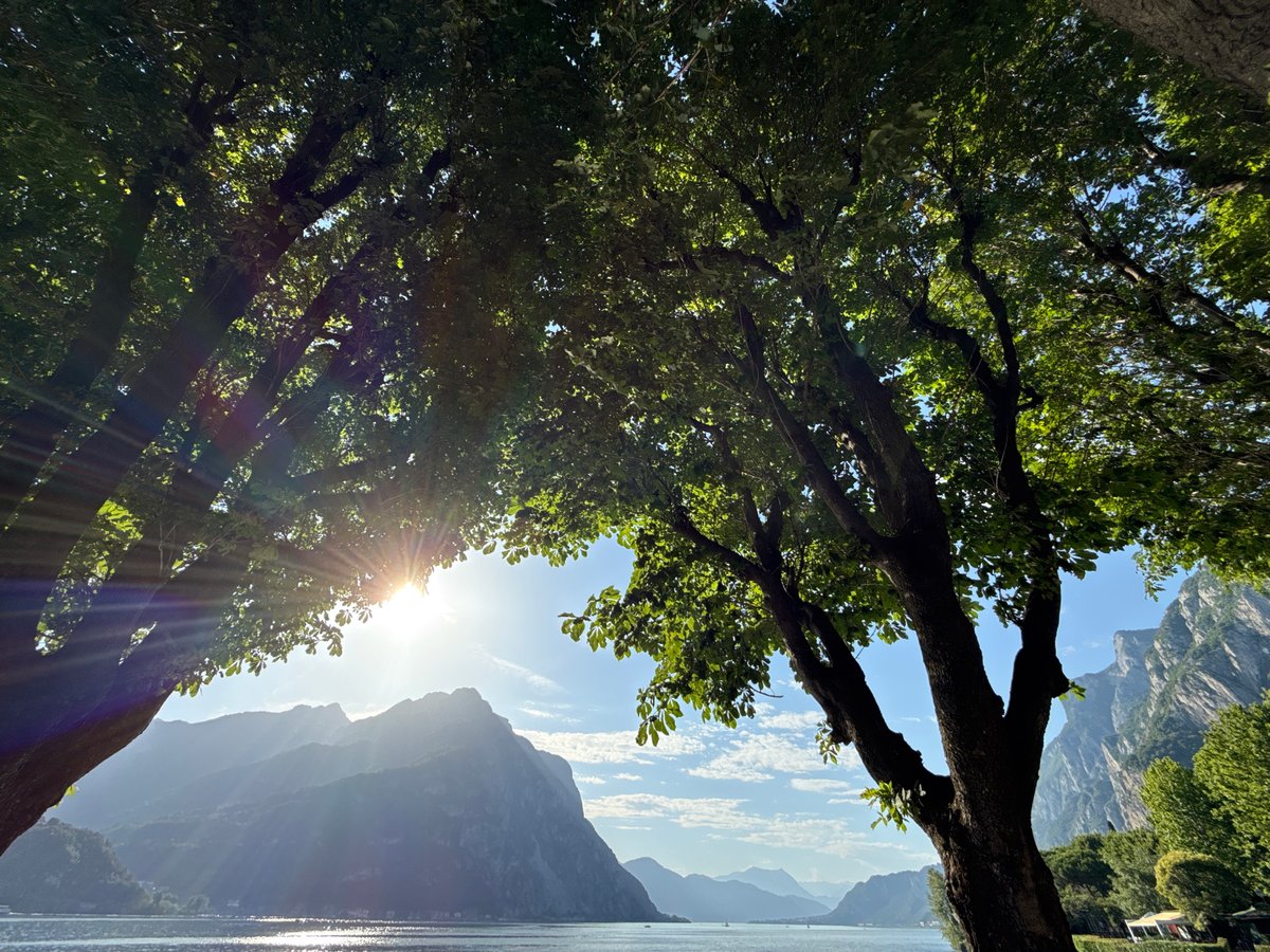 Lakeside Alpine town explored from afternoon to dusk