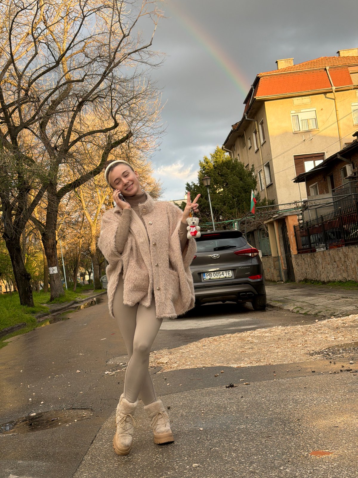 Rainbow sighting prompts photo session in Plovdiv, Bulgaria