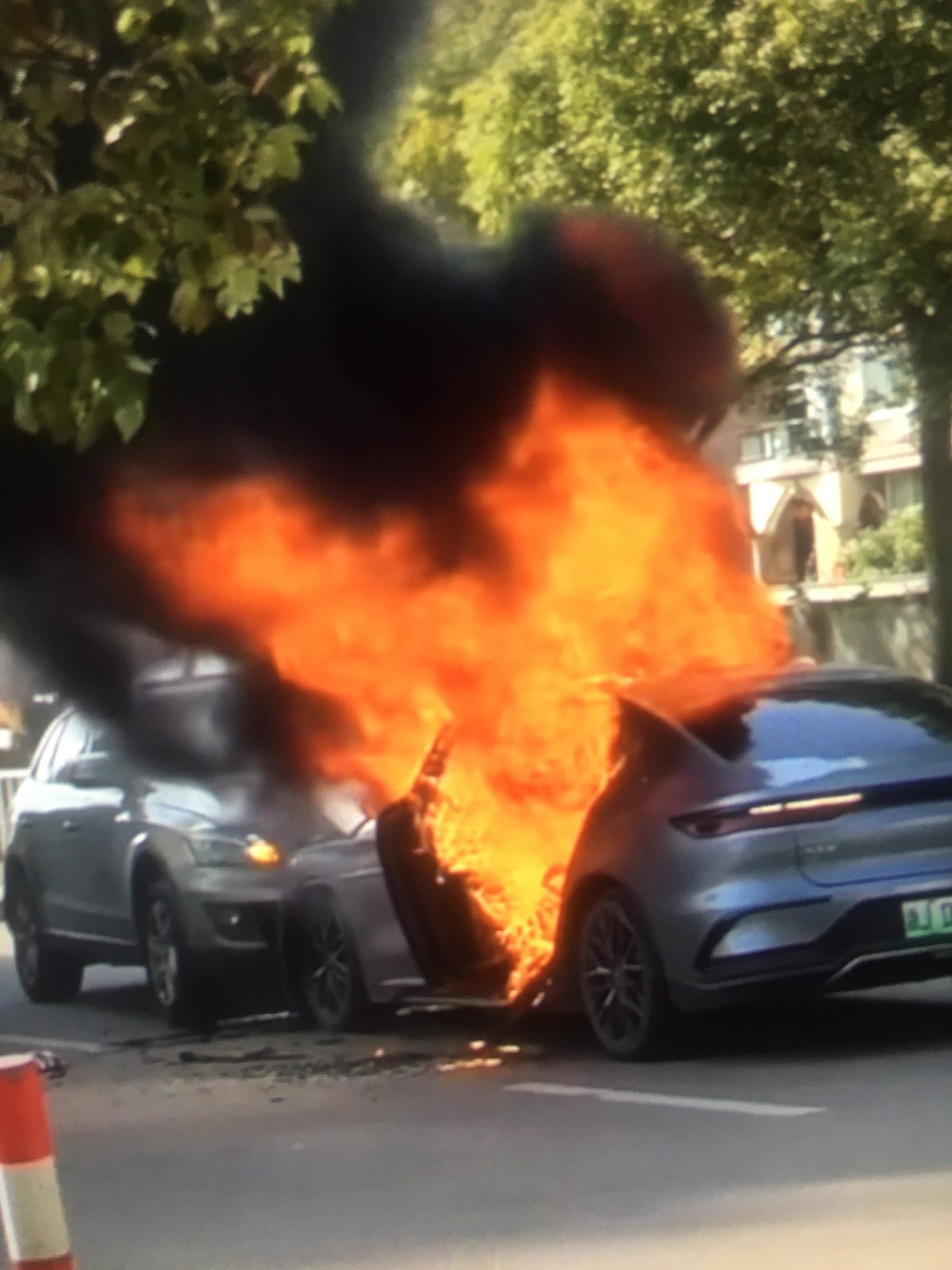 Vehicle Fire Engulfs Car on Street in Ado