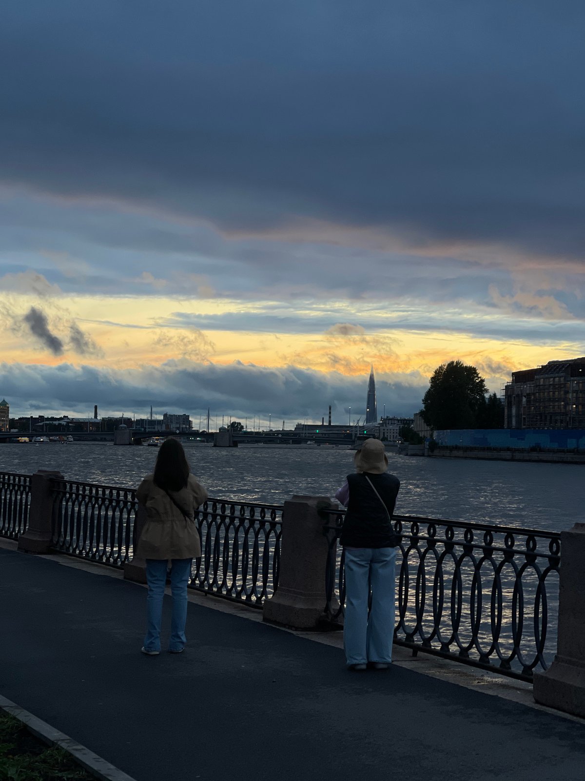 Waterfront twilight and a rainy evening run in Saint Petersburg